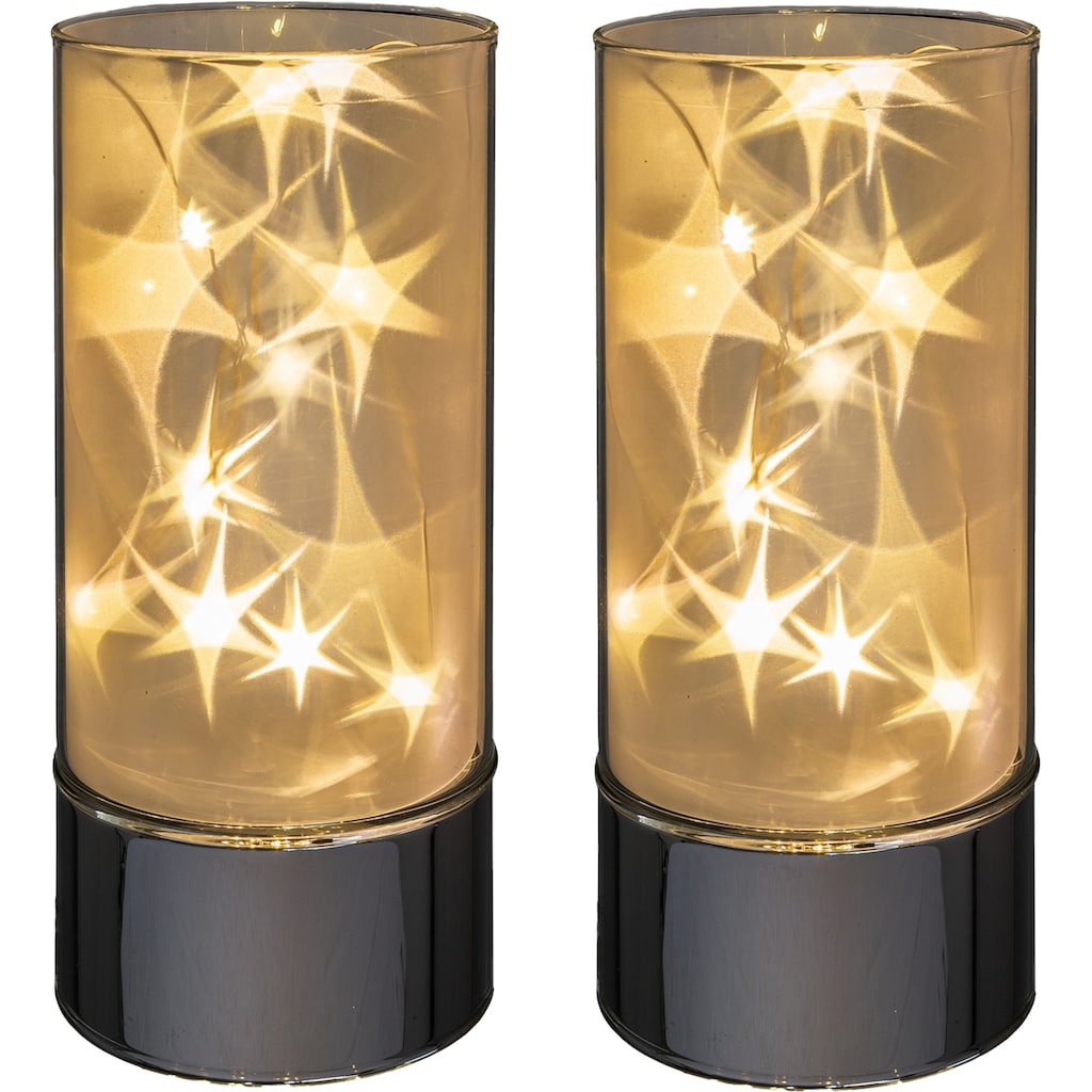 Creativ home LED Dekolicht »Weihnachtsdeko«, aus Glas, 2er Set, mit Sterneffekt