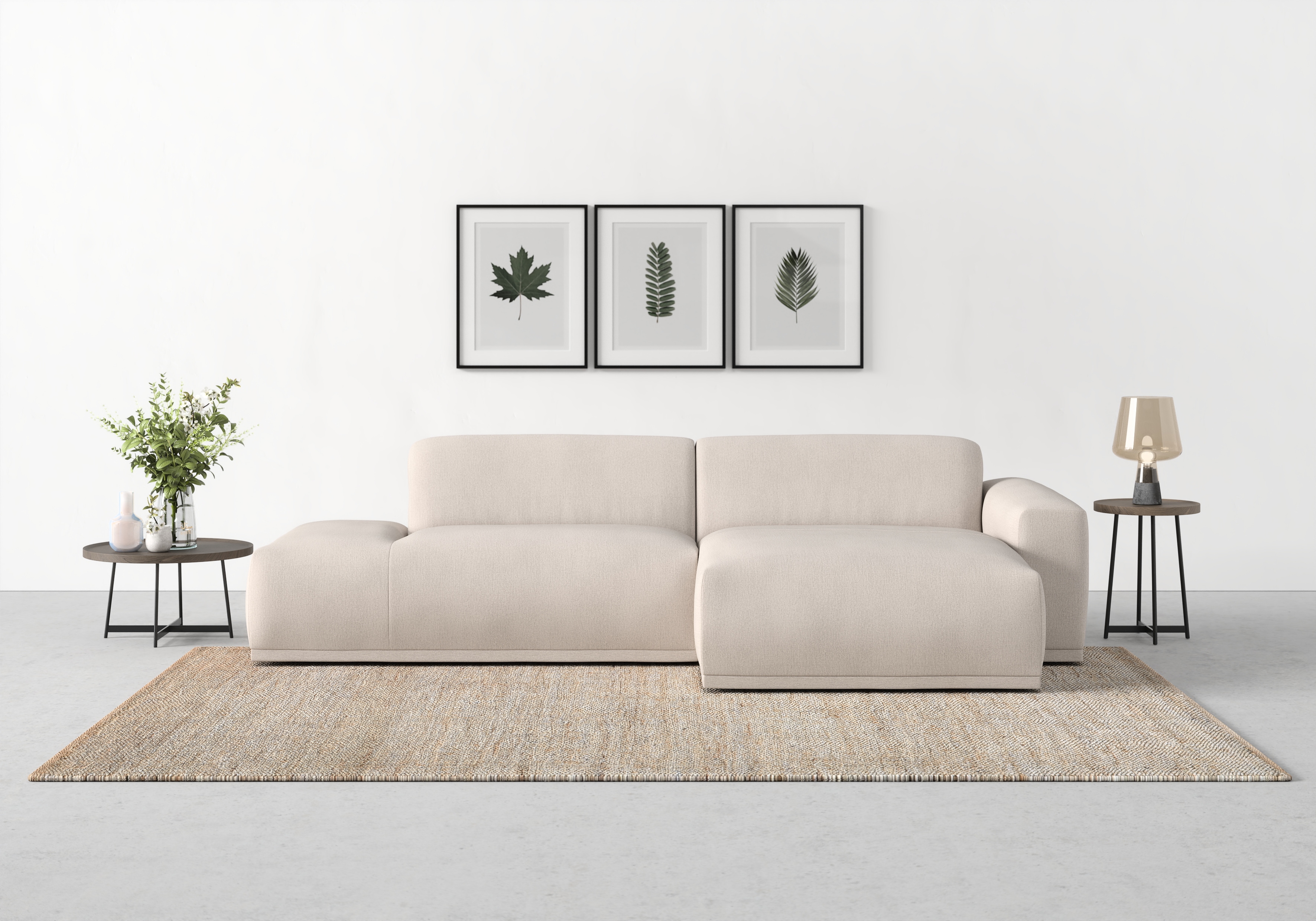 TRENDMANUFAKTUR Ecksofa "Braga, mit hochwertigem Kaltschaum, L-Form, Japandi-Design" modernes Sofa, Couch mit hohem Sitzkomfort, 275/72/160 cm (B/H/T)