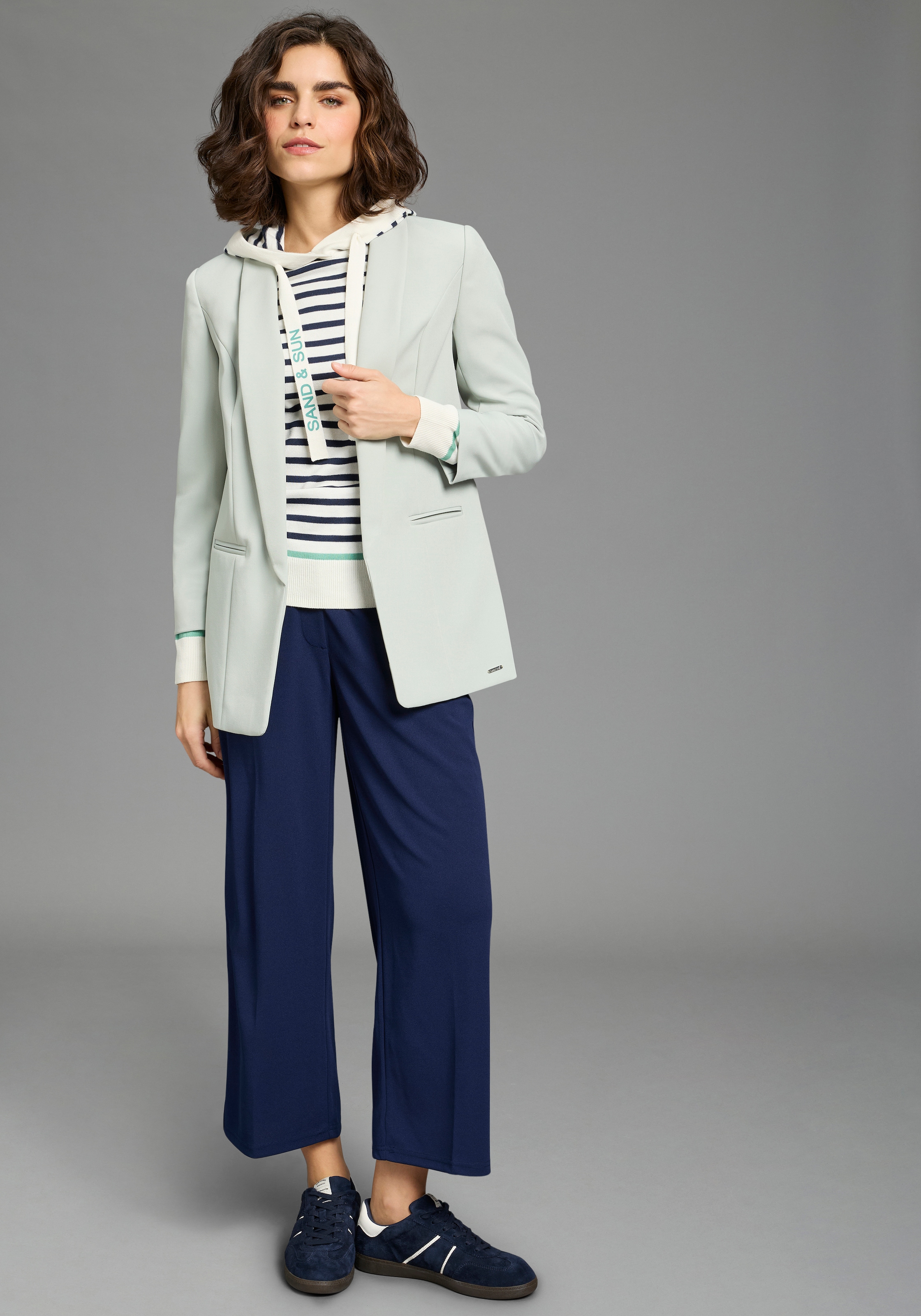 Laura Scott Kapuzenpullover leichter Übergangspullover mit modernen Streifen