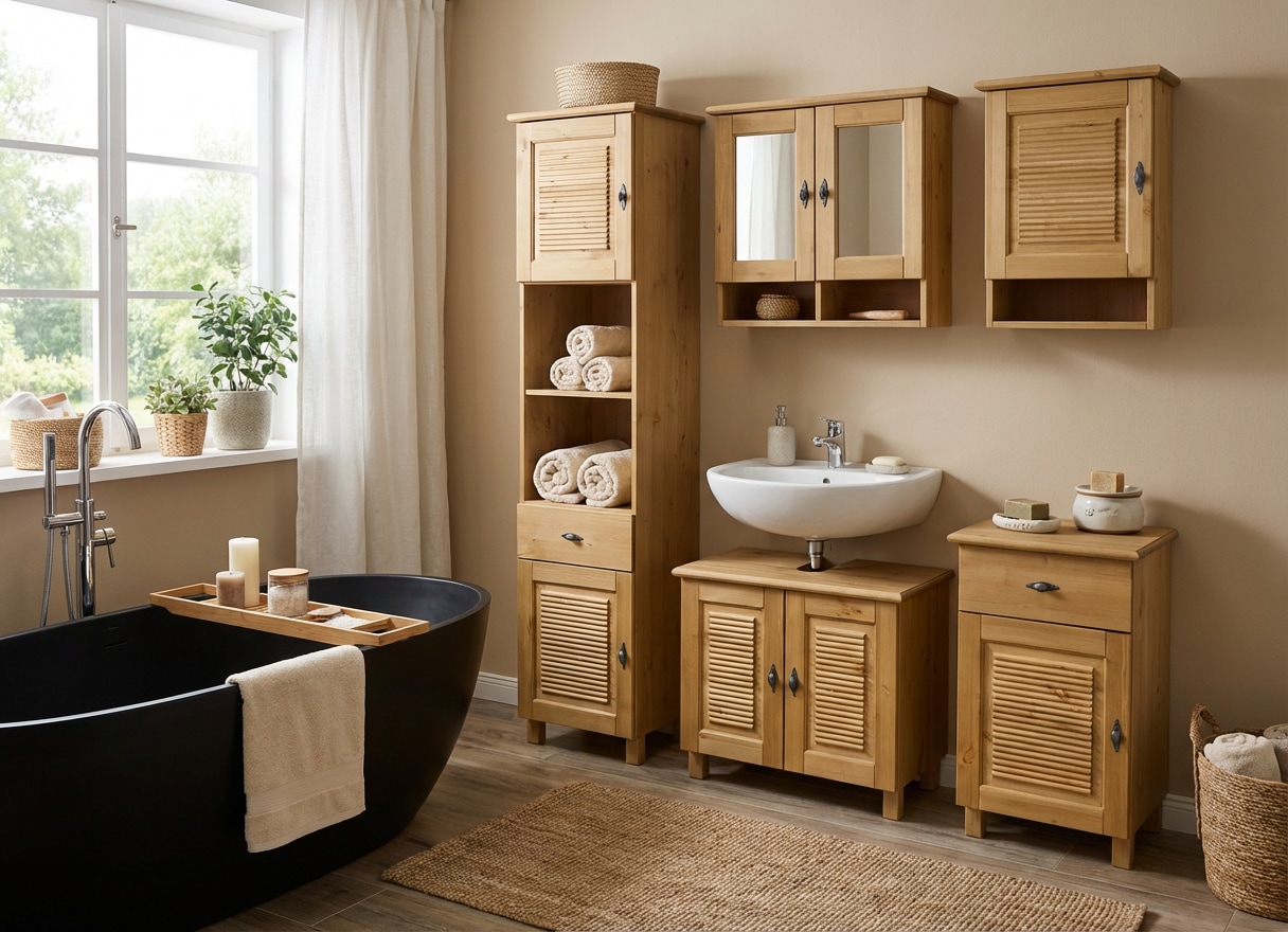 Home affaire Hochschrank »Rauna« aus massiver Kiefer, Breite 44 cm, Rillenoptik, made in EU