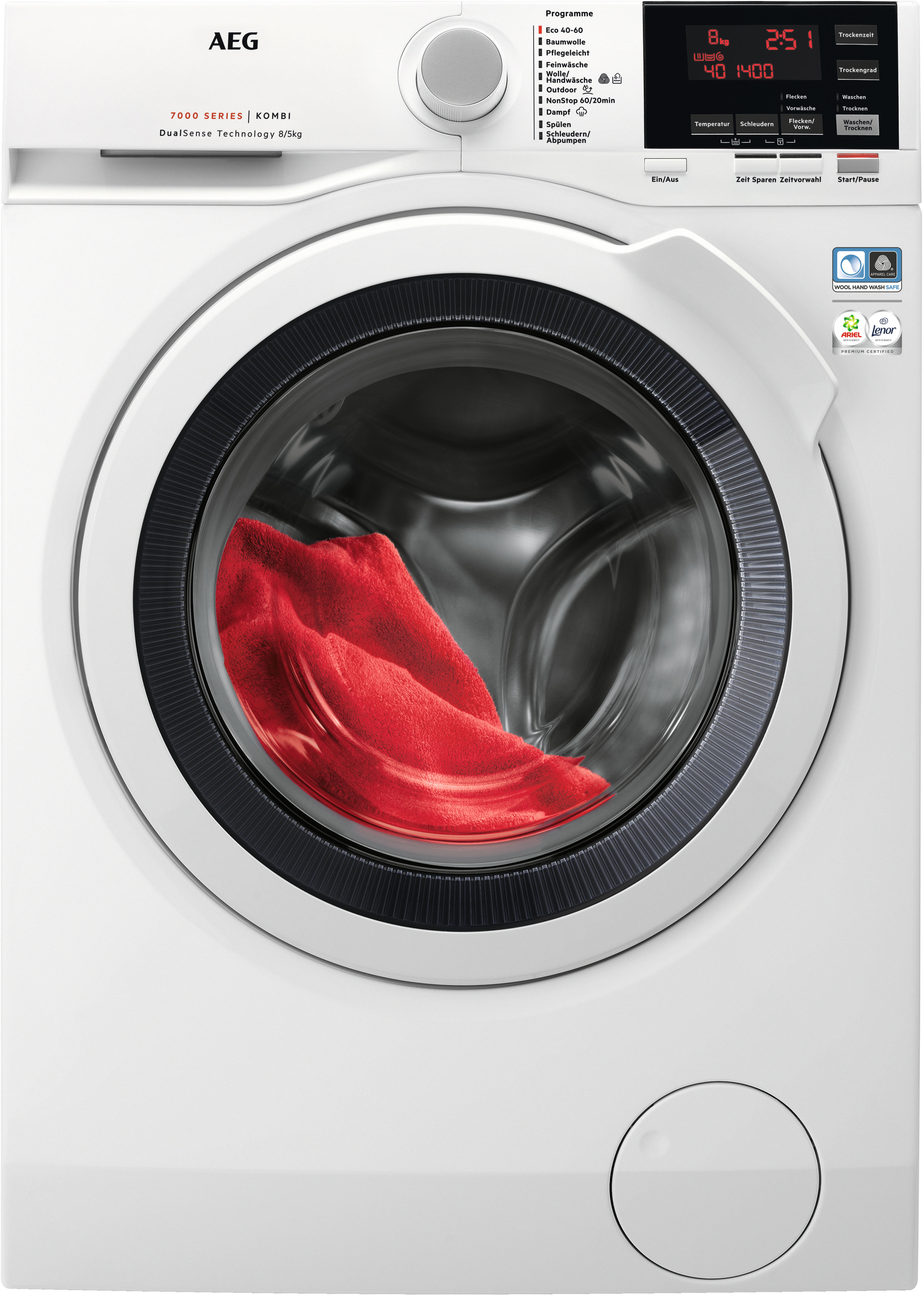 AEG Waschtrockner "L7WBA60680" 7000 ProSteam 8 kg /5 kg 76 dB(A) ProSteam: Auffrischen mit Dampf statt Waschen und 96 % Wasser sparen