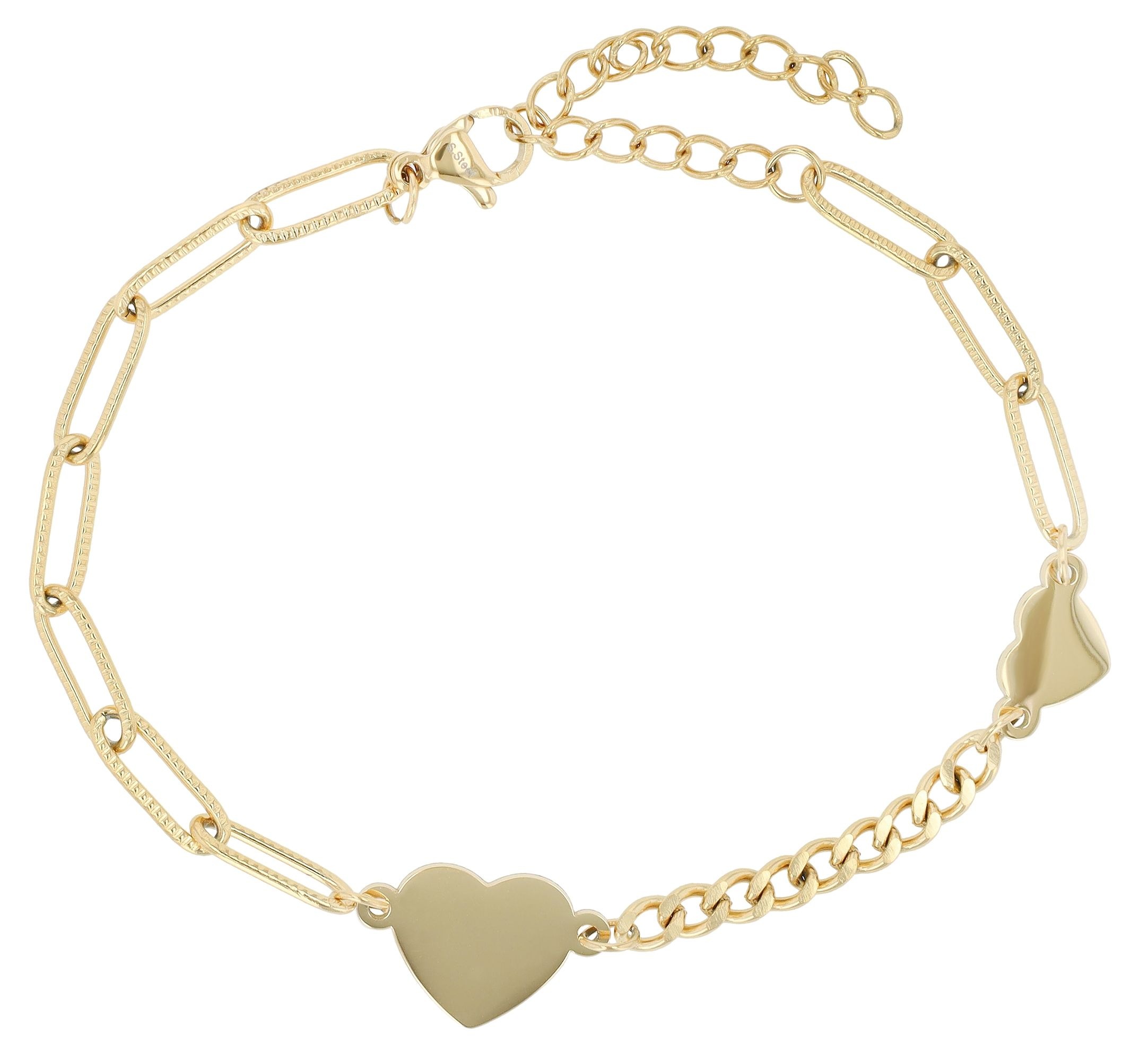 Armband ADELIA´S "Damen Armband – Herz aus Edelstahl 18 cm", gold, Armbänder, Damen, 18cm, Edelstahl, Armband, Ideal als Geschenk – dezent und elegant