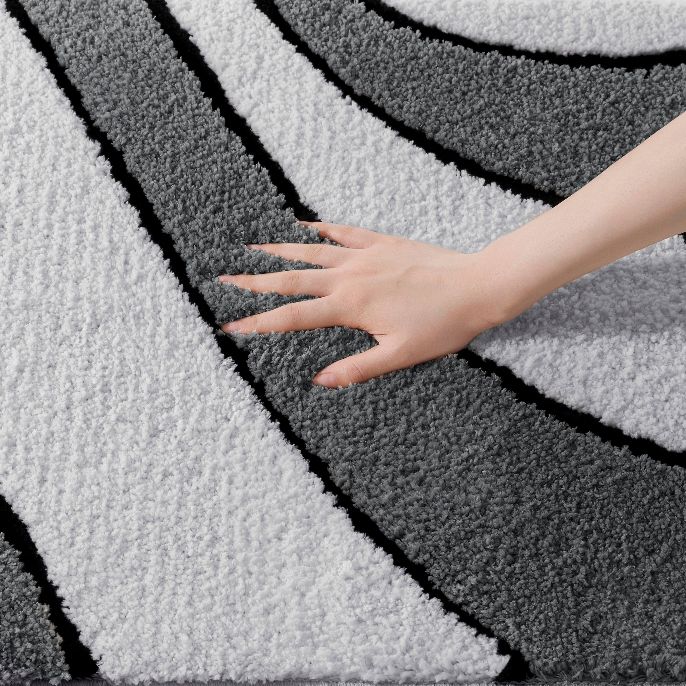 my home Badematte »Anna, Badvorleger, Badezimmer Teppich«, rutschhemmend beschichtet, fußbodenheizungsgeeignet-schnell trocknend, Badteppich, Hoch Tief Effekt, Modern, Weich, Wellen