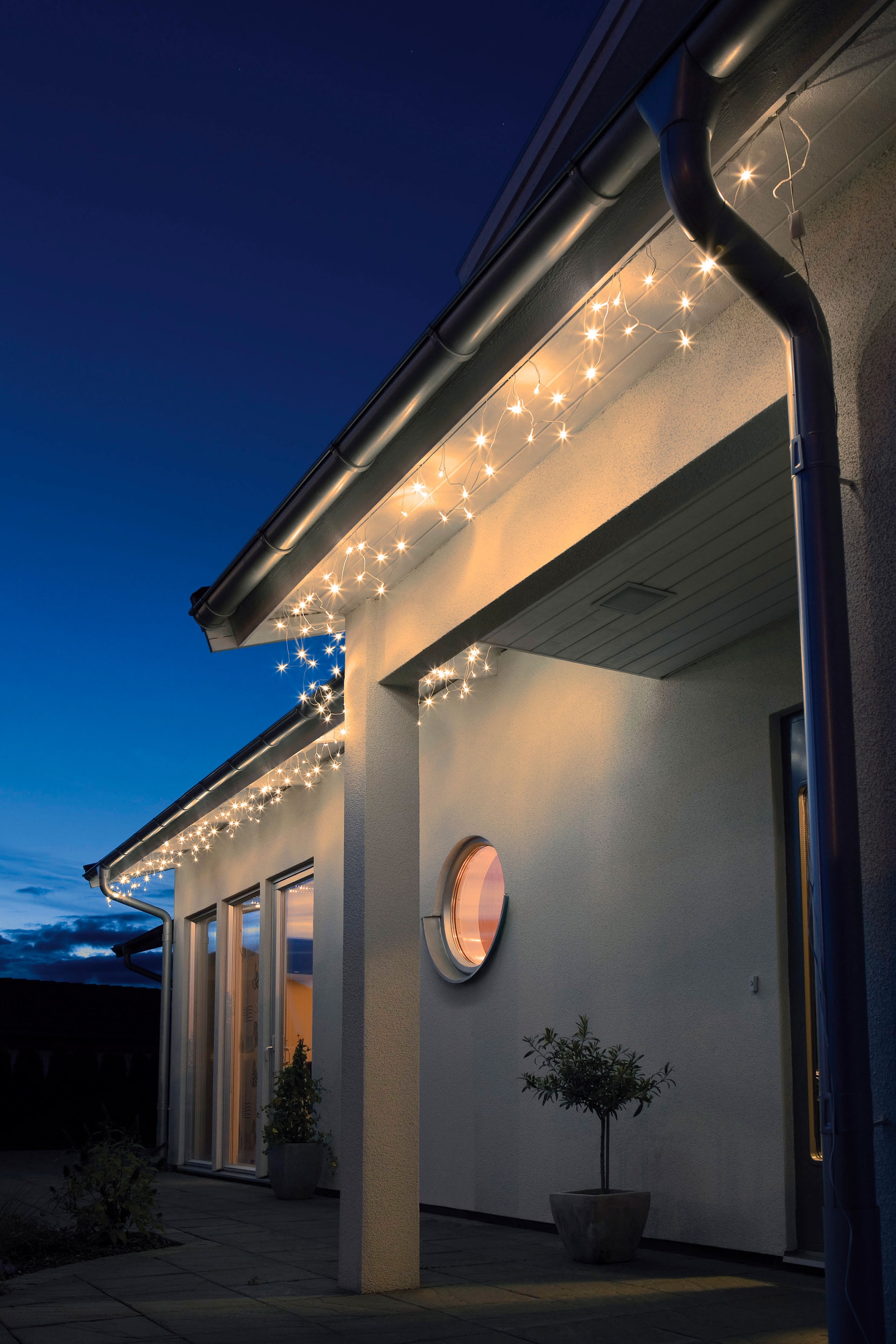 Außentrafo, weißes bestellen LED KONSTSMIDE BAUR Dachrinnenlichterkette, »Weihnachtsdeko LED-Lichtervorhang aussen«, Bogenform, Kabel |