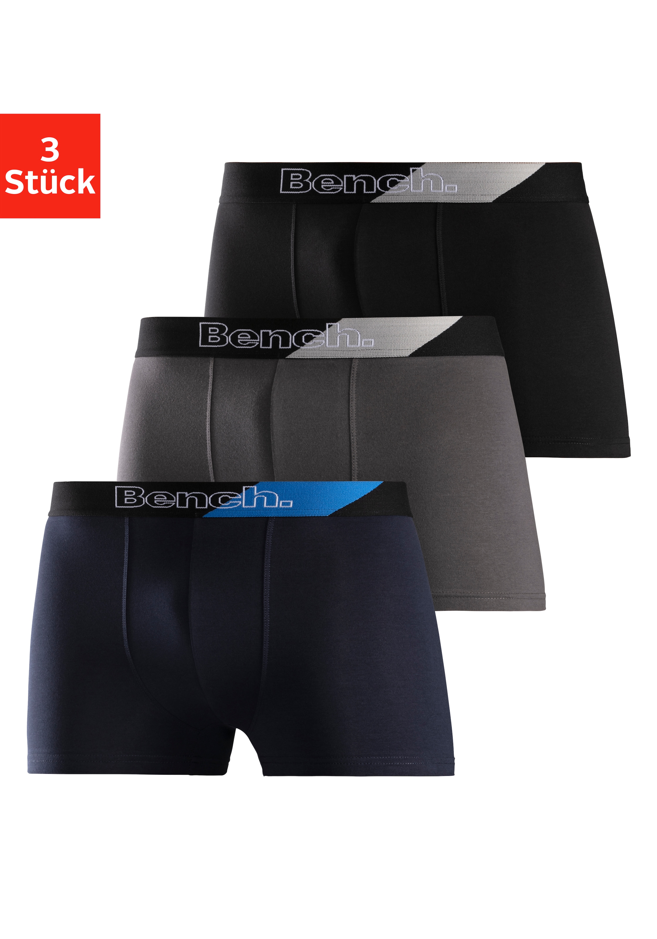 BENCH. Herren Boxer "Boxershorts für Herren", Gr. M, blau, Jersey, Obermaterial: 90% Baumwolle, 10% Elasthan (LYCRA), unifarben, Unterhosen,