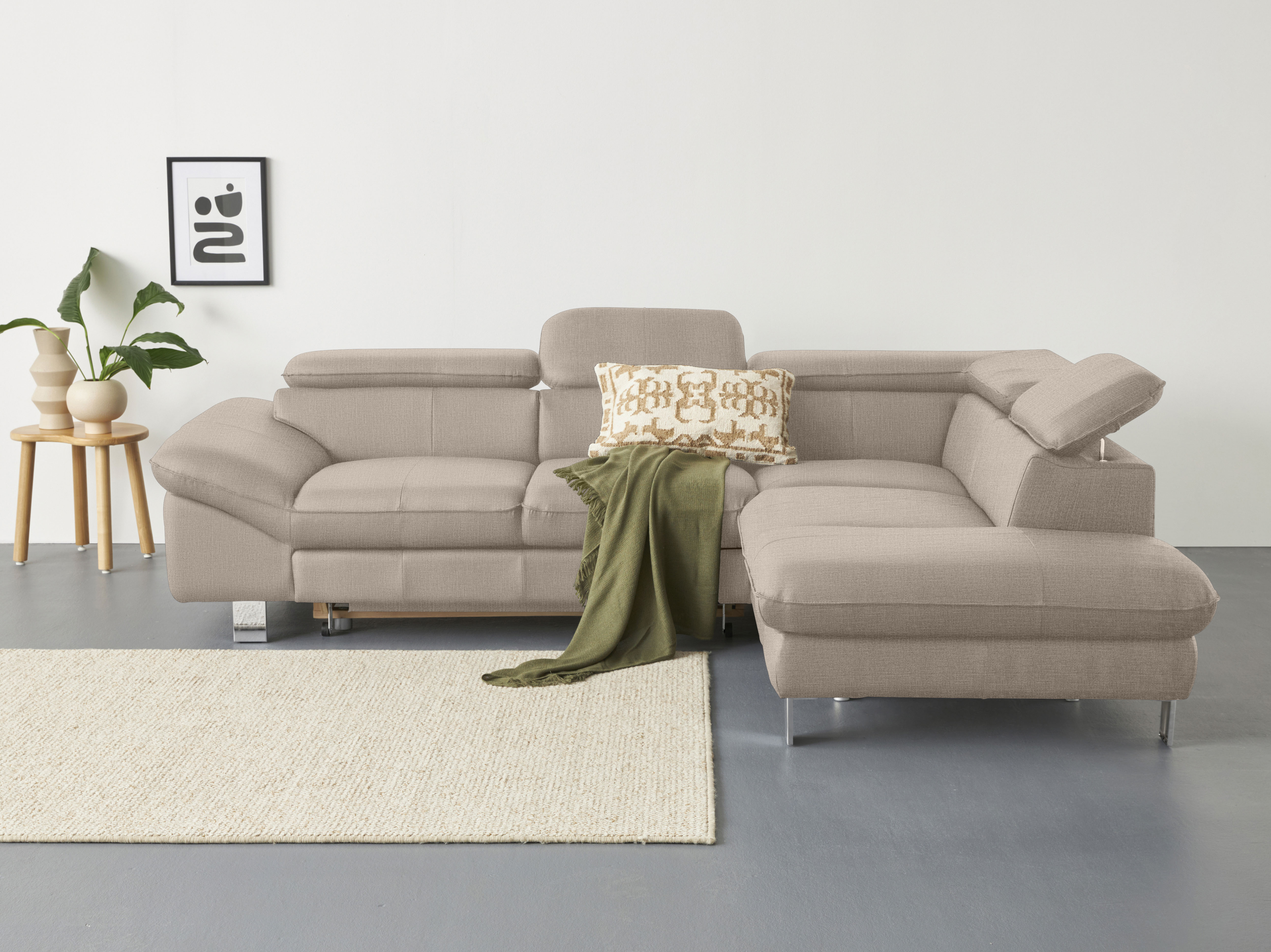 COTTA Ecksofa "Driver L-Form, B: 265cm, moderne Couch, Wellenunterfederung, inkl. 3 x" Kopfteilverstellung, optional Schlaffunktion & Bettkasten