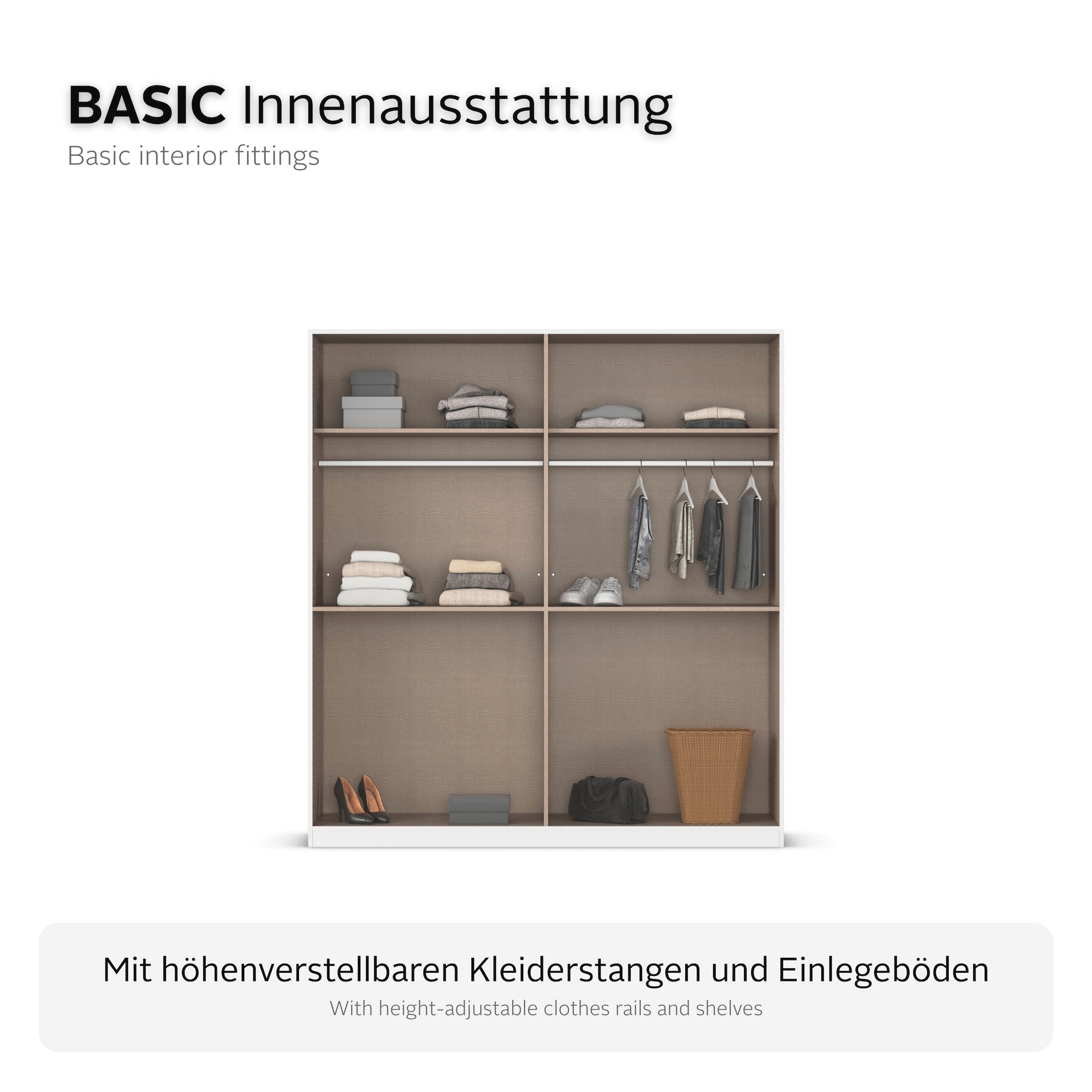 OTTO home Kleiderschrank »Schrank Garderobe ARVEN Breiten 181/226/271cm mit Beleuchtung« 3 verschiedene Ausstattungen BASIC/CLASSIC/PREMIUM (inkl. SOFT-CLOSE),  puristisches Design in Plankenoptik mit Metallgriffen MADE IN GERMANY