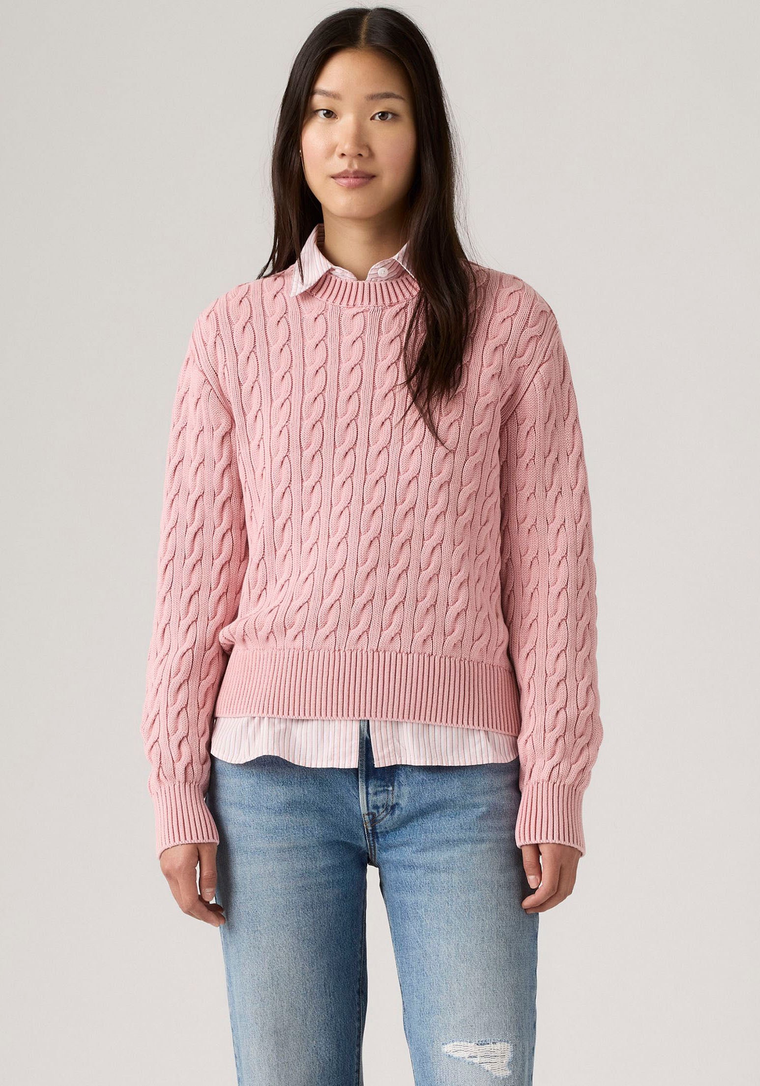 Levis Rundhalspullover "BOYFRIEND CREW PU", Mit Zopfmuster günstig online kaufen