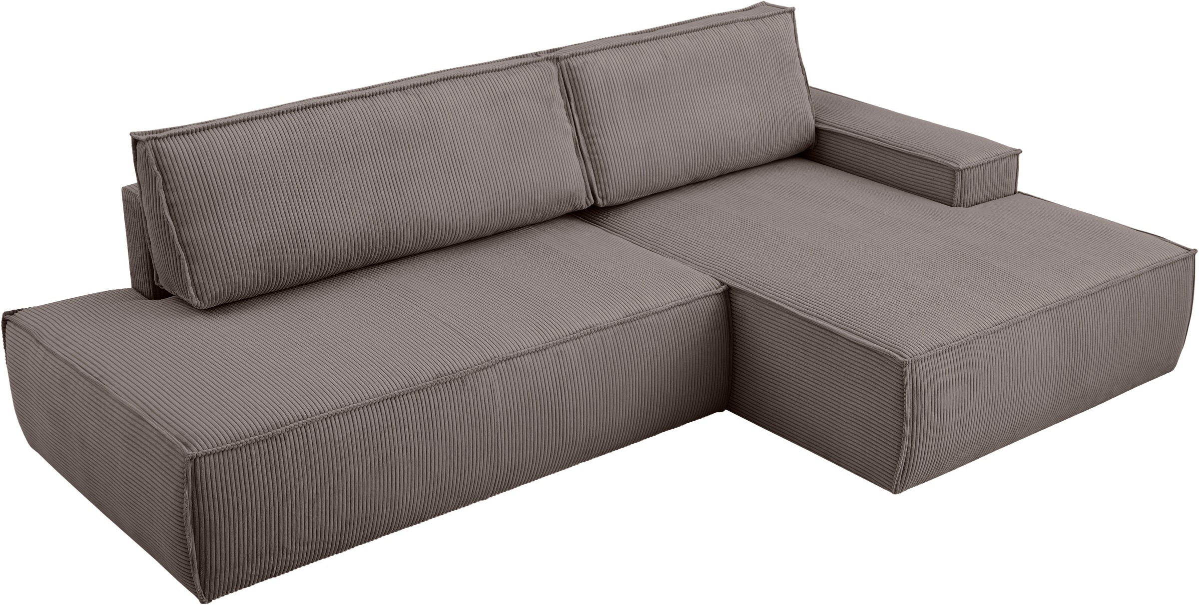 Home affaire Ecksofa »SHERWOOD, Schlafsofa in L-Form offen (275cm), Cord, Leinenoptik«, Schlaffunktion und Bettkasten, Kedernaht, hoher Sitz- & Liegekomfort