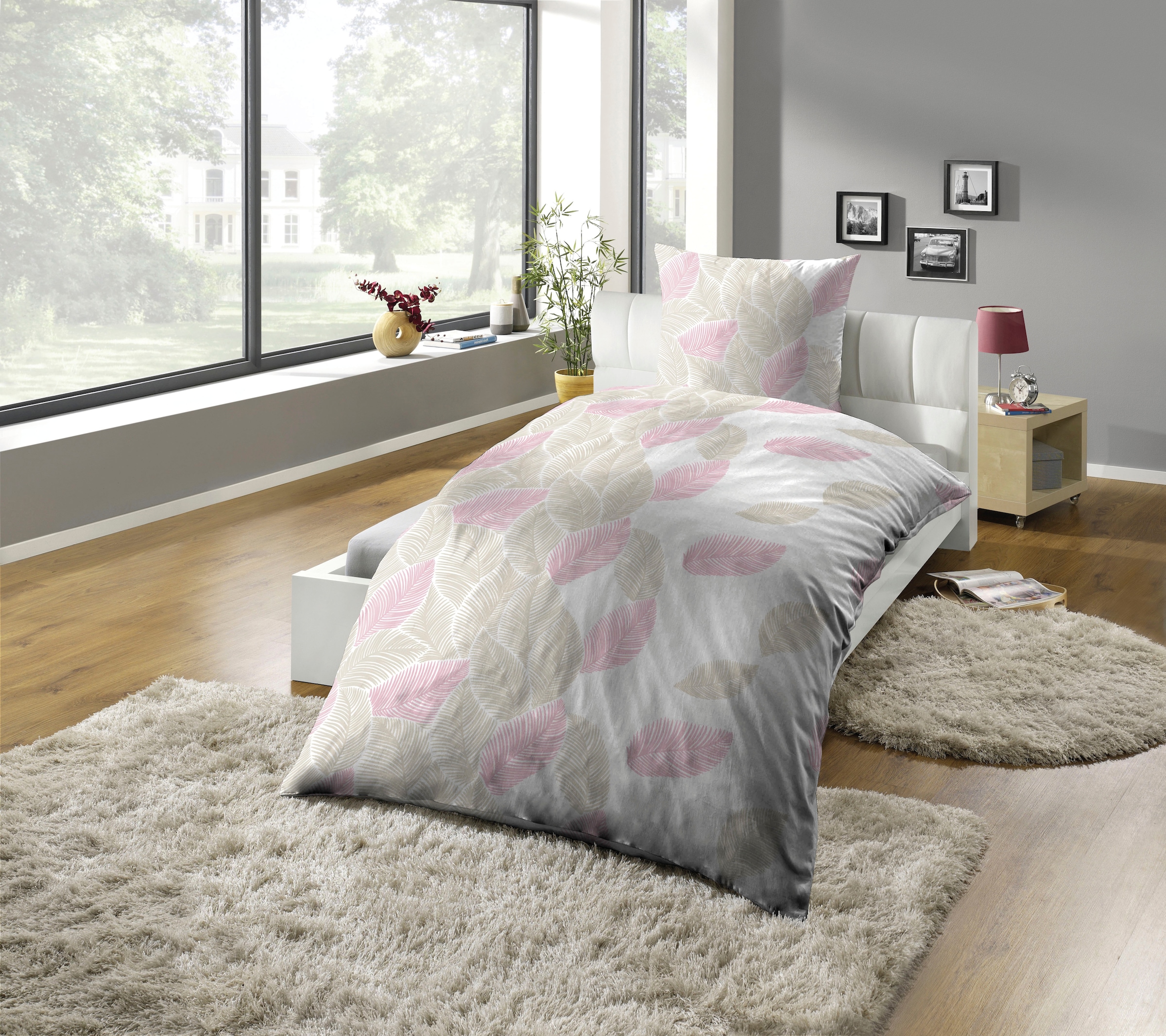 KiNZLER Bettwäsche "Bettwäsche Kuschel-Seersucker "Blätter"" 2 Stk. Langleb günstig online kaufen