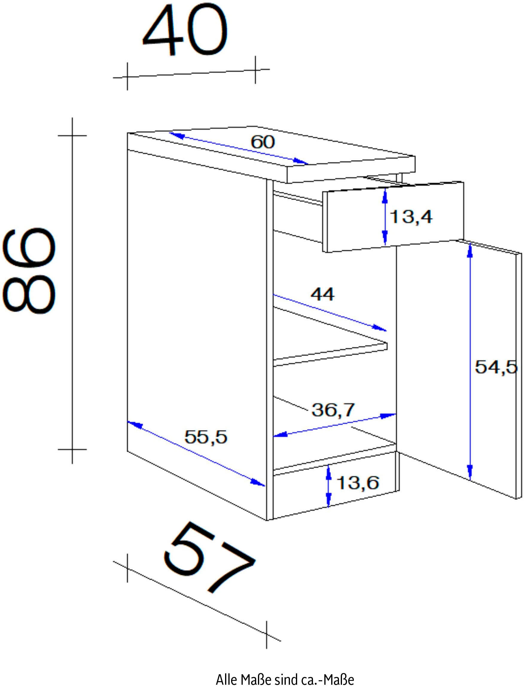 (B T) cm 40 x x x | BAUR Flex-Well »Antigua«, 86 x Unterschrank H 60