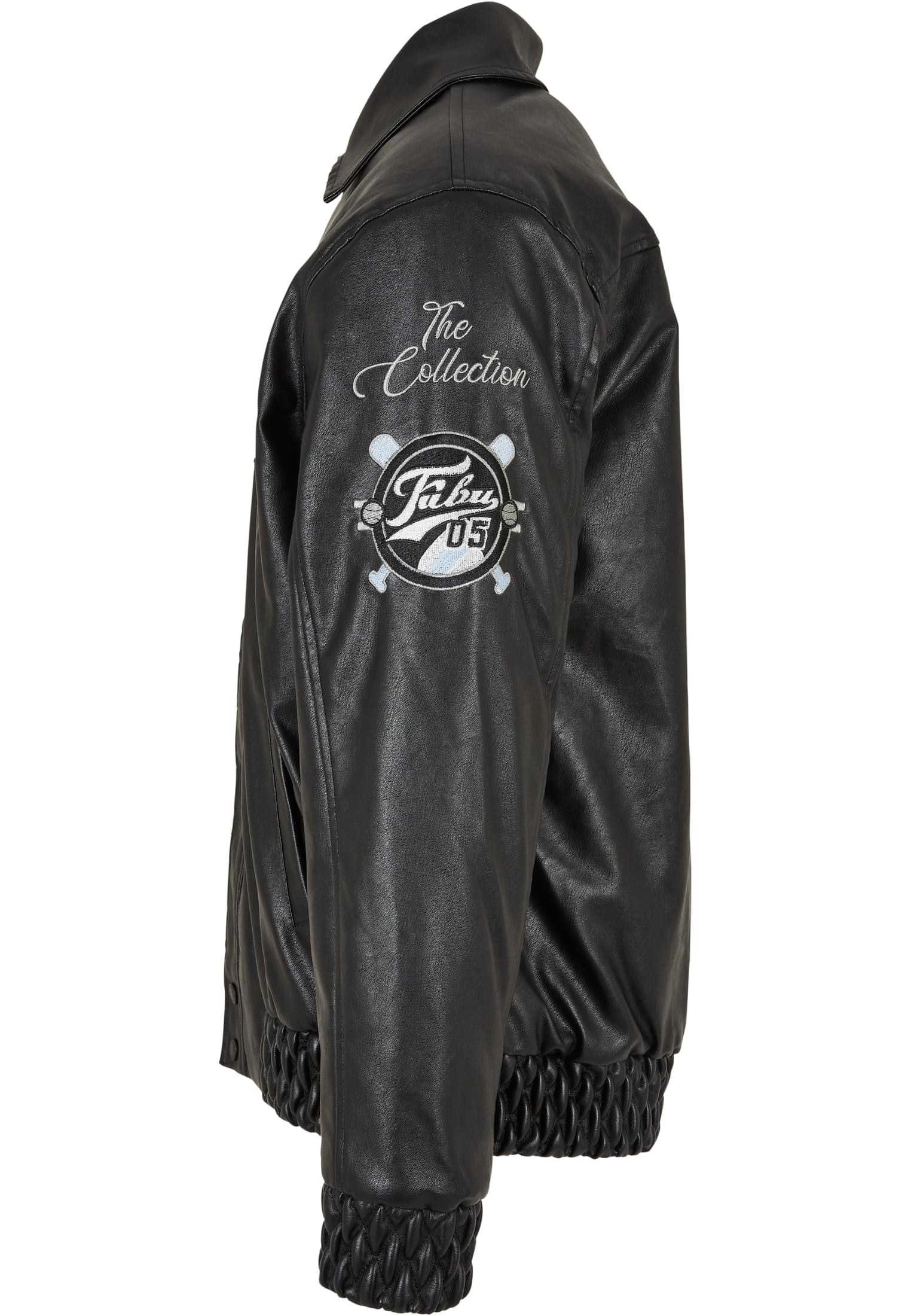 FUBU VARSITY LEATHER JACKET BLACK FM224-043-1