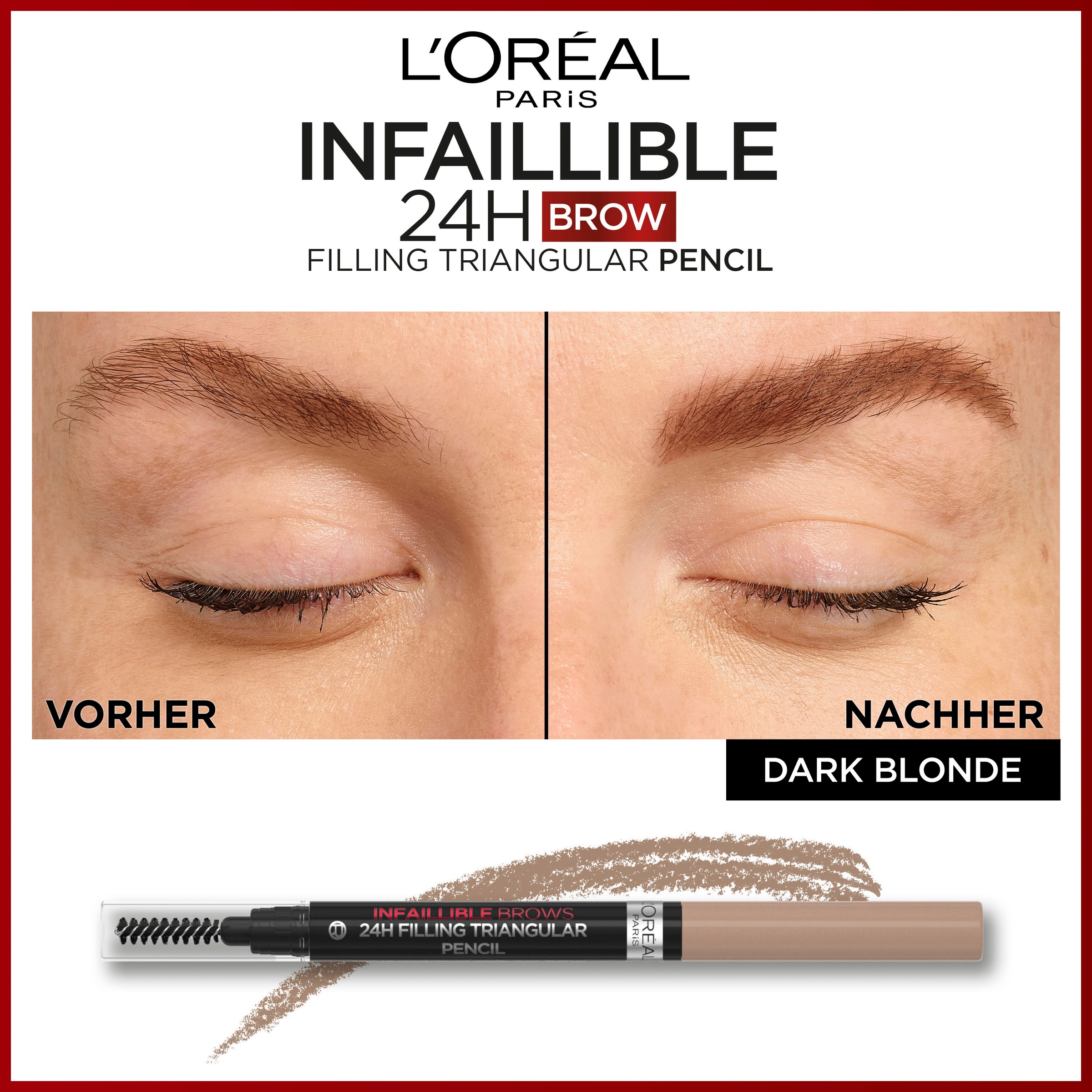 L'ORÉAL PARIS Augenbrauenpflege »Infaillible Brows 24h Pencil«, mit sanfter Dreiecksspitze