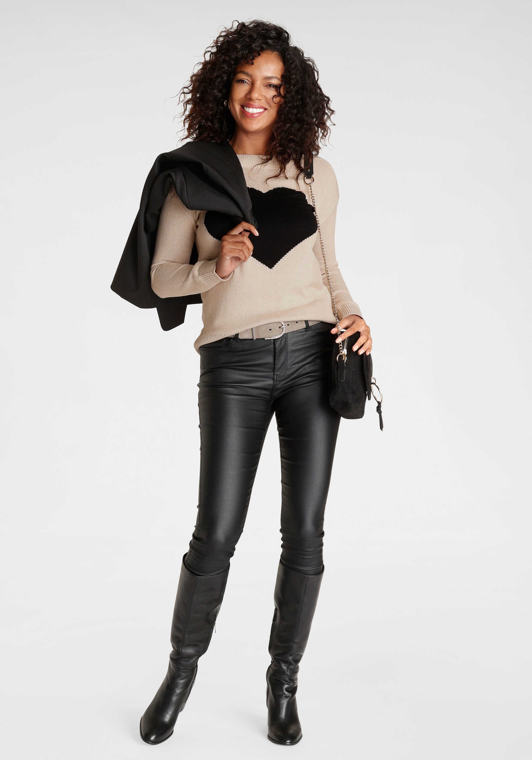Laura Scott Strickpullover, mit Herz-Strickmuster