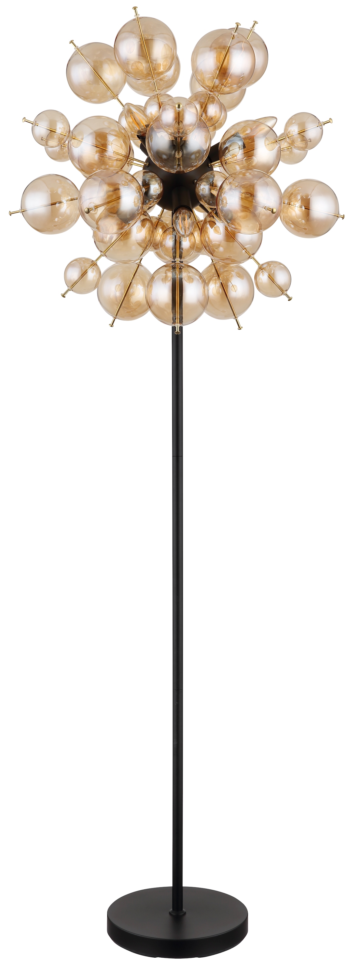 GLOBO LIGHTING Stehlampe »UDO«, Leuchtmittel E14 | ohne Leuchtmittel, Stehlampe/goldfarben/Glaskugeln/modern/Wohnzimmer/Flur/Schlafzimmer