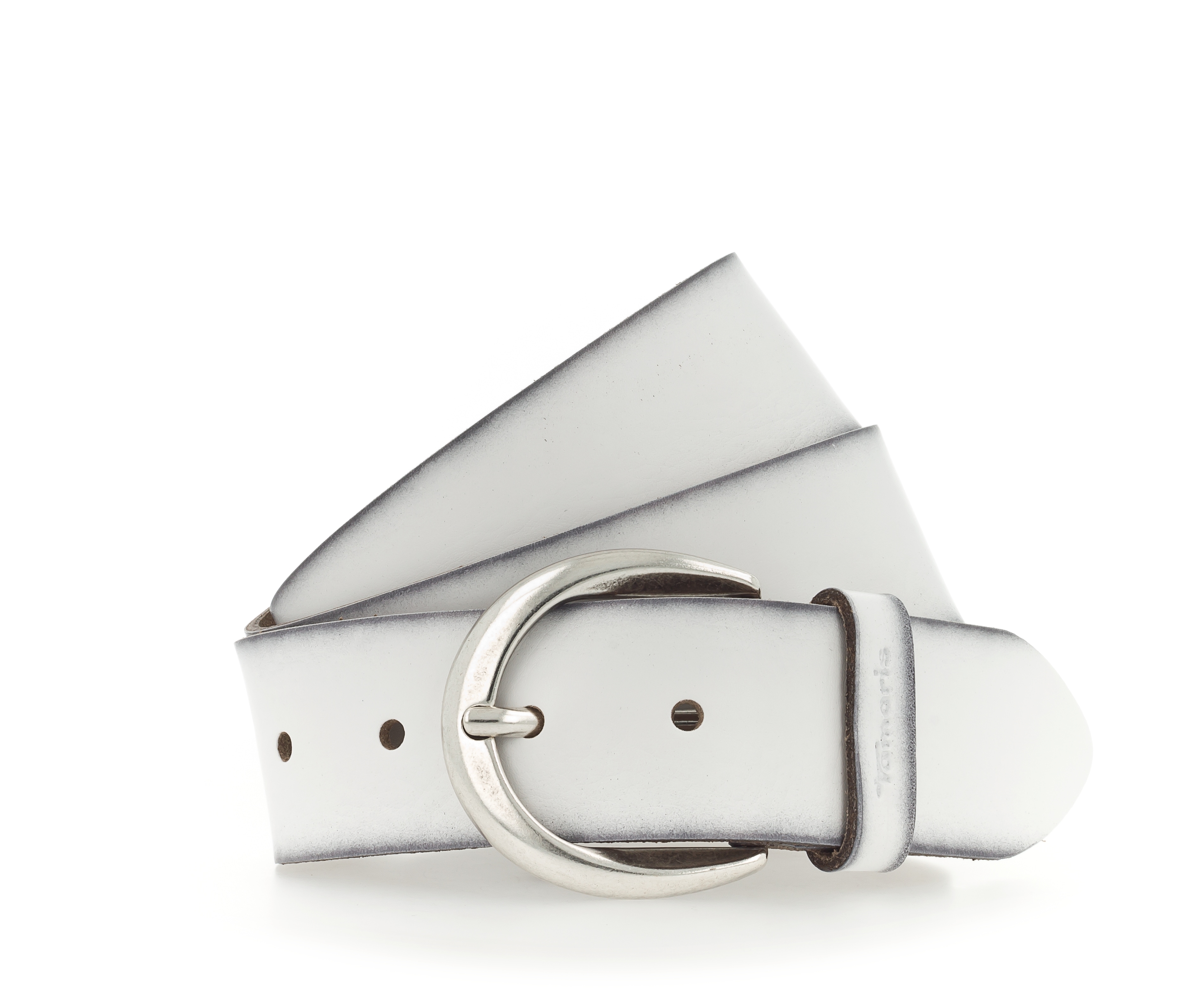 Tamaris Ledergürtel "Charlotte Silver" mit halbrunder Dornschließe in poliertem Silber, 4 cm breit