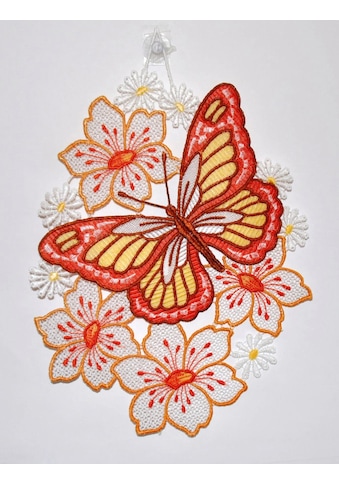 Stickereien Plauen Fensterbild »Schmetterling ant Blume« ...