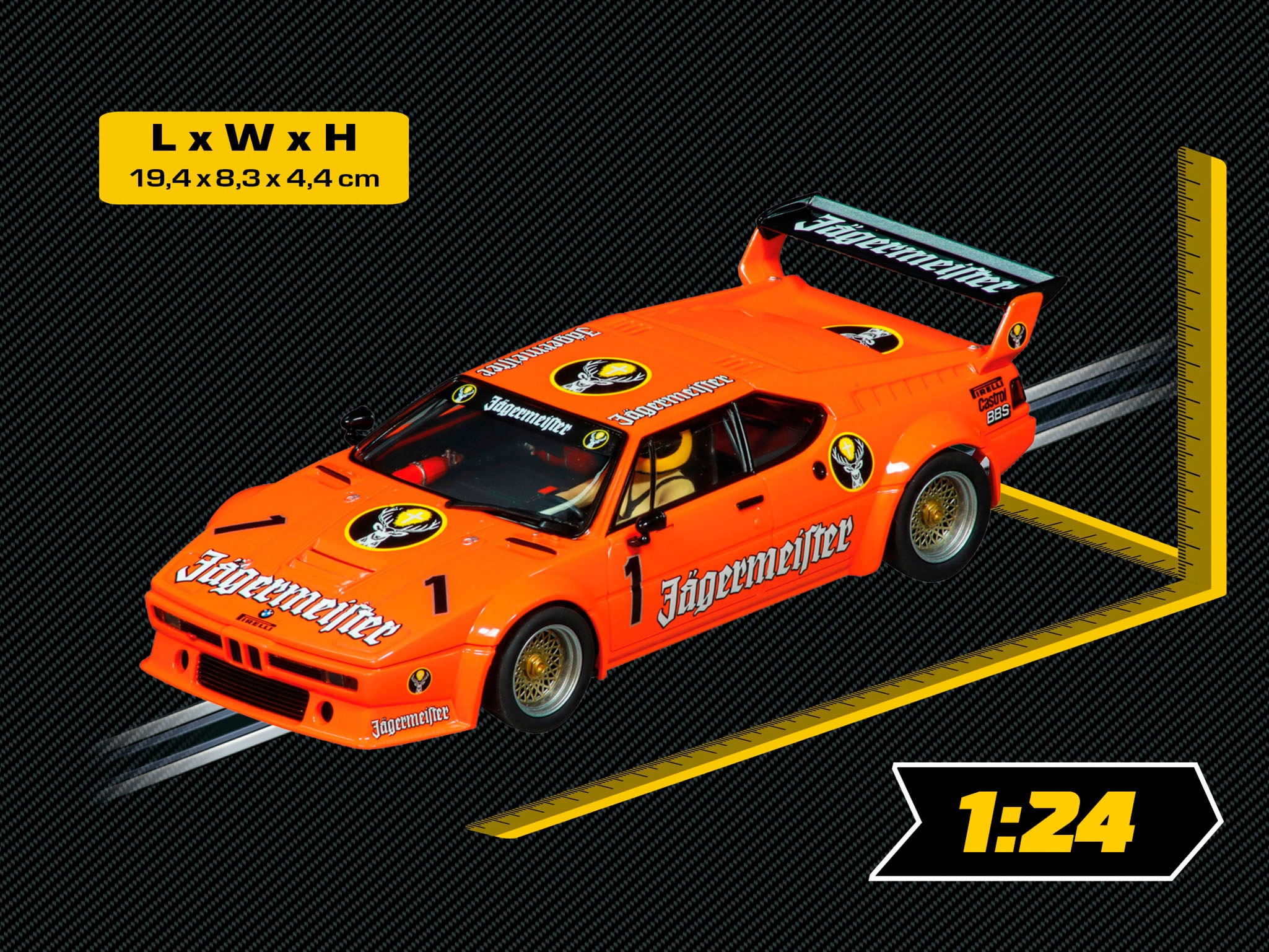 Carrera® Rennbahn-Auto »BMW M1 Procar "Jägermeister Racing Team, No.1"«, Maßstab 1:24; mit Lichteffekt