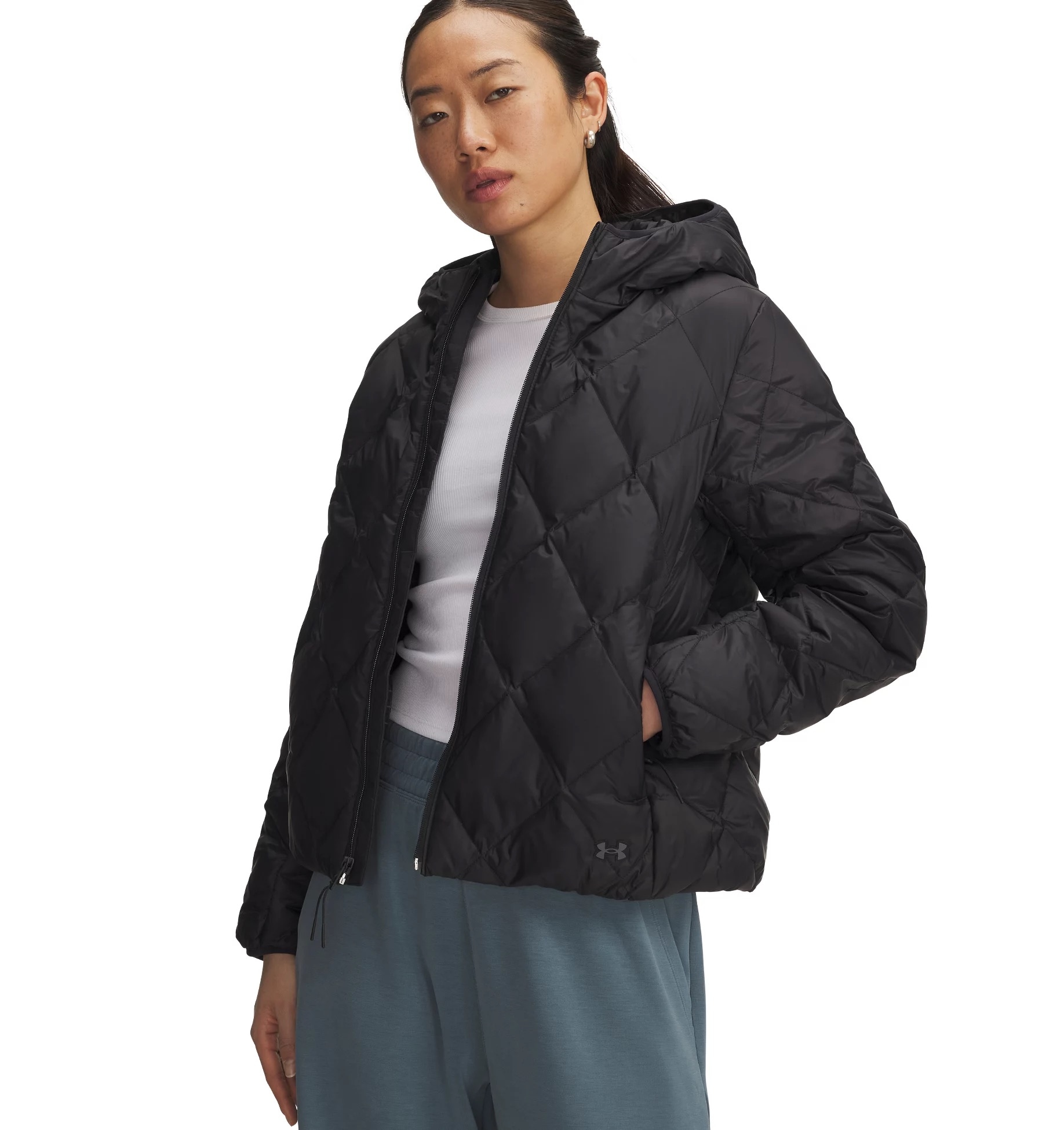 UNDER ARMOUR Damen Daunenjackeschwarz,, castlerock, Gr. XXL, Obermaterial: 100% Nylon. Futter: 100% Nylon. Füllung: 100% Entendaune, Jacken,