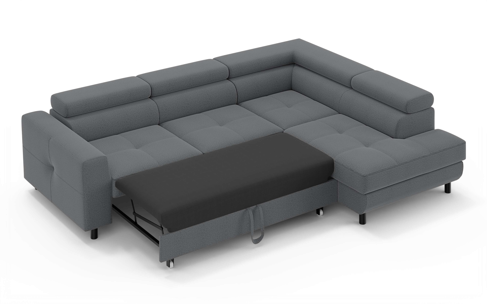 OTTO home Ecksofa »AADEN Schlafsofa mit verstellbaren Kopfstützen, B/T/H: 254/199/90 cm« mit Bettfunktion und Bettkasten, Ottomane rechts/links bestellbar