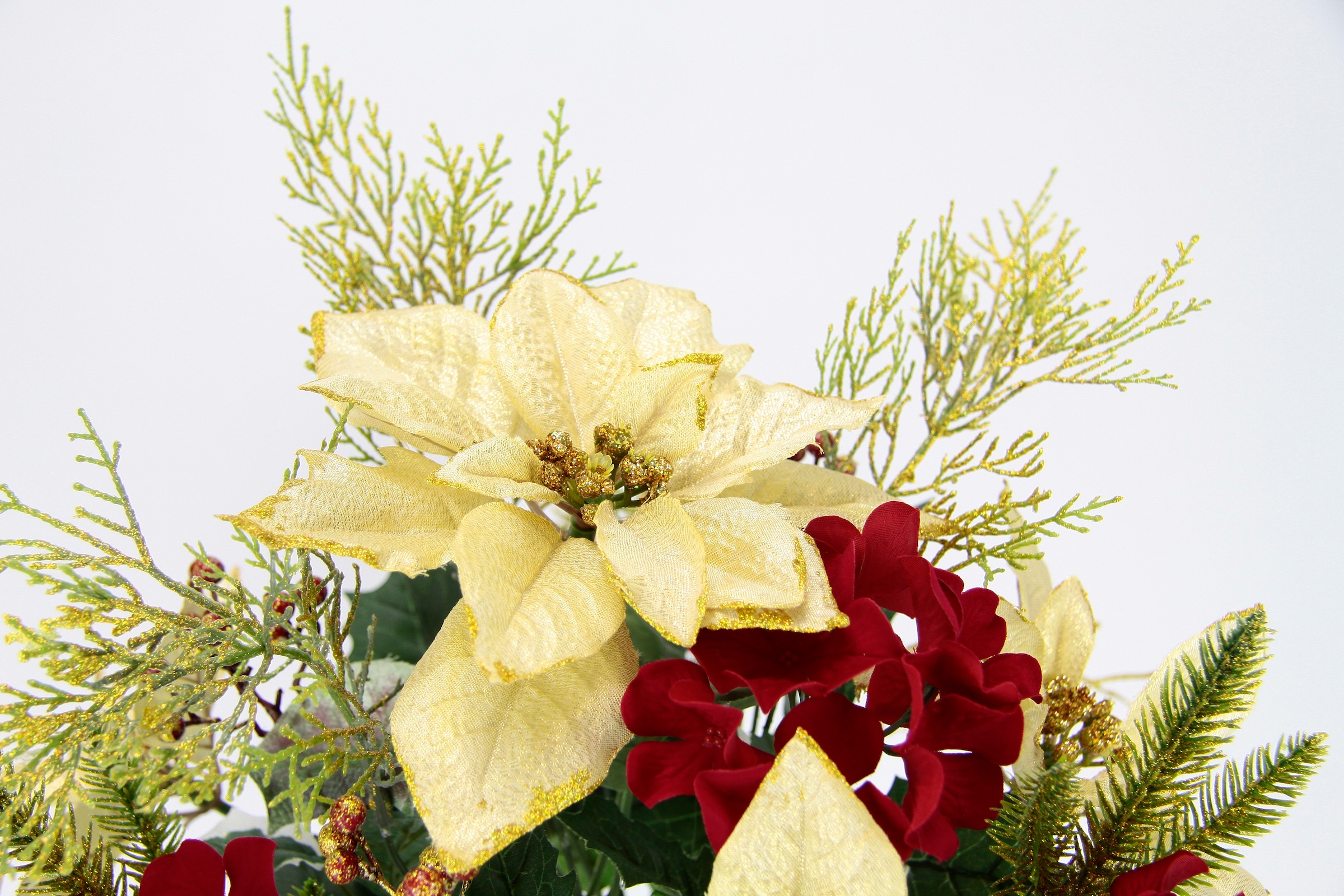 I.GE.A. Kunstblumenstrauß »Bouquet Poinsettia/Hortensie«, Weihnachtsstern Christstern Weihnachtsdeko Kunstblume Sträuße