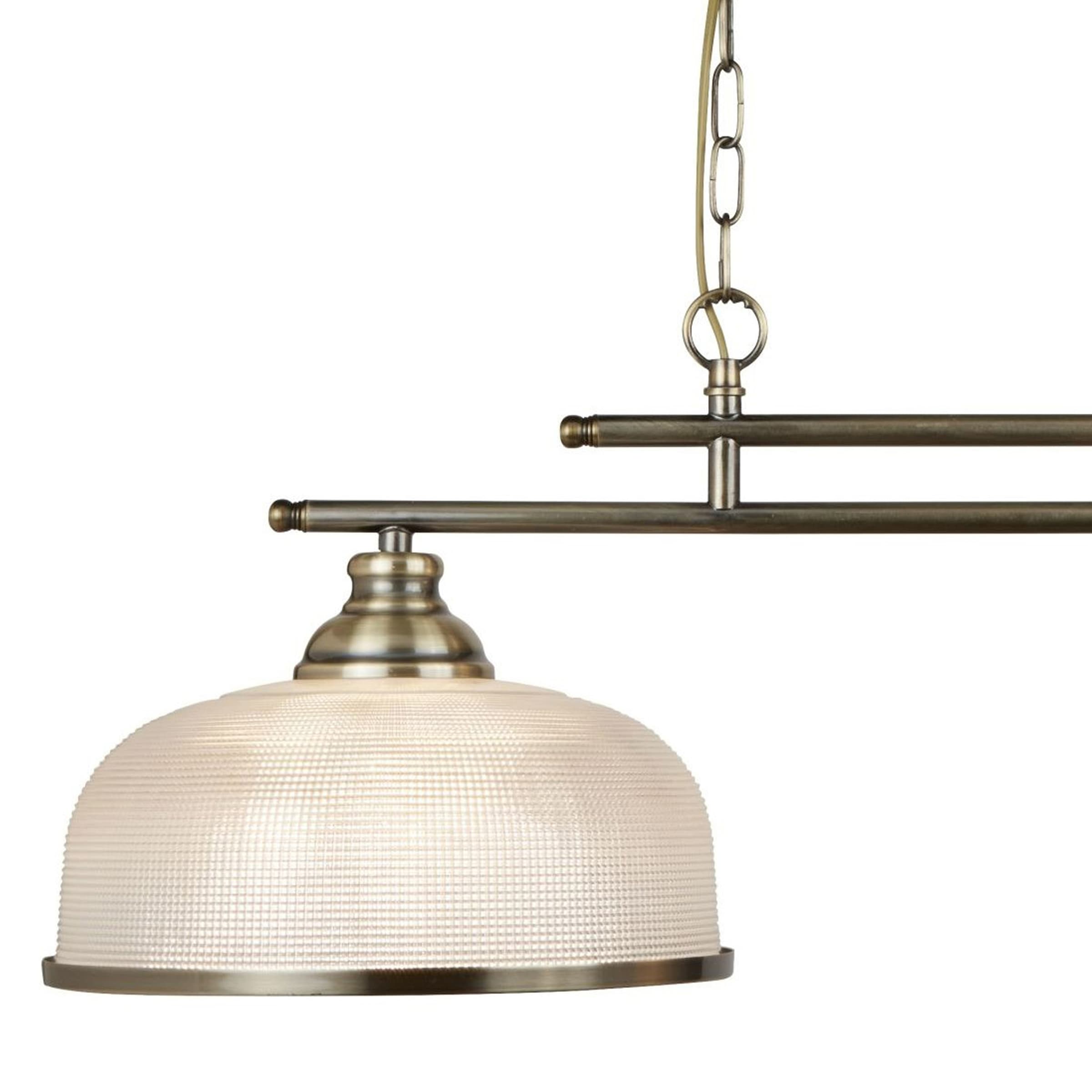 Searchlight Hängeleuchte »Bistro II 2Lt Pendant- Antique Brass & Holophane Style Glass« E27 1 Stk.