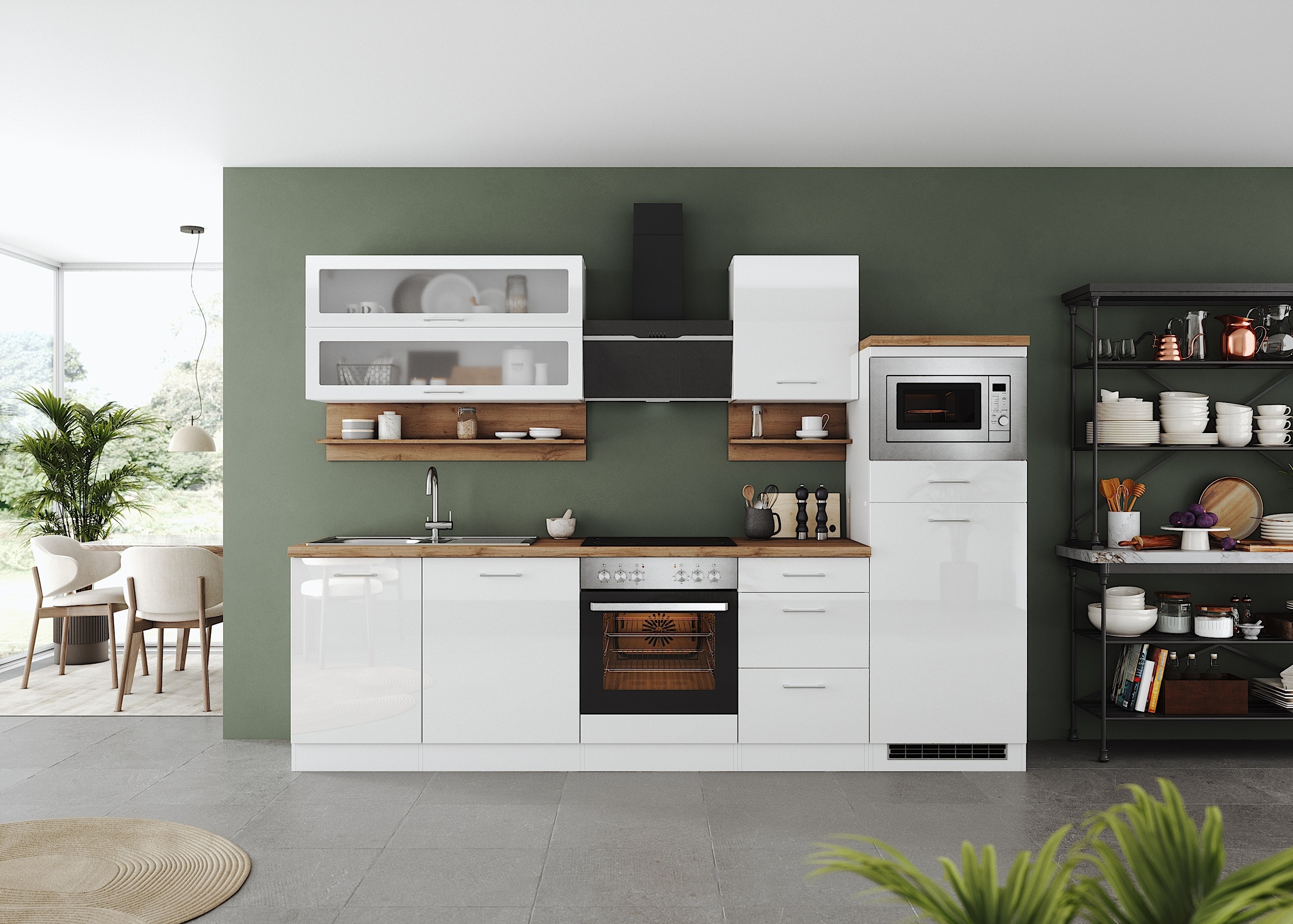 KOCHSTATION Küchenzeile "KS-Milan", 280 cm breit, robuste Metallauszüge, vi günstig online kaufen