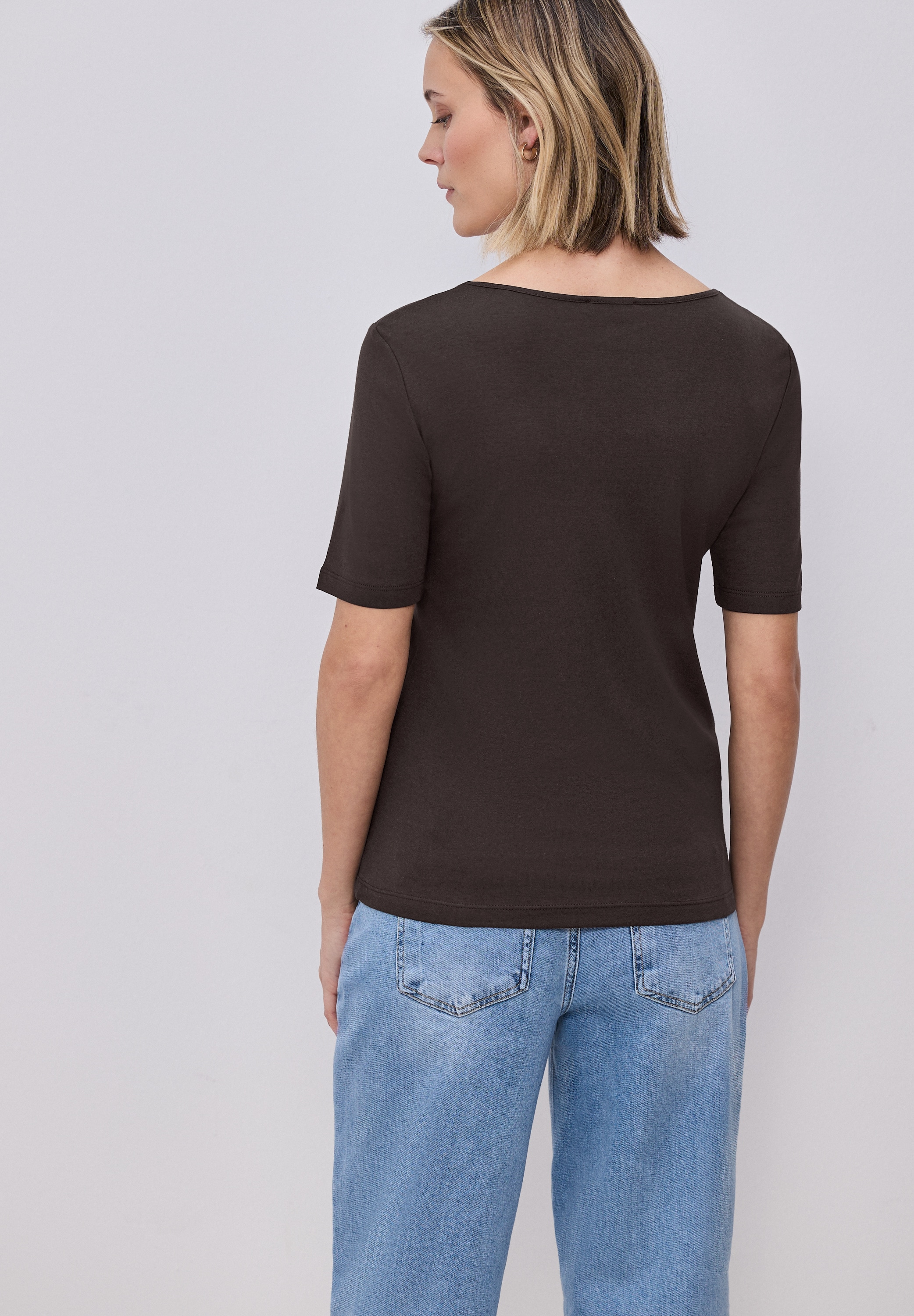 STREET ONE Kurzarmshirt »Style Ada« Sommershirt mit Herz-Ausschnitt