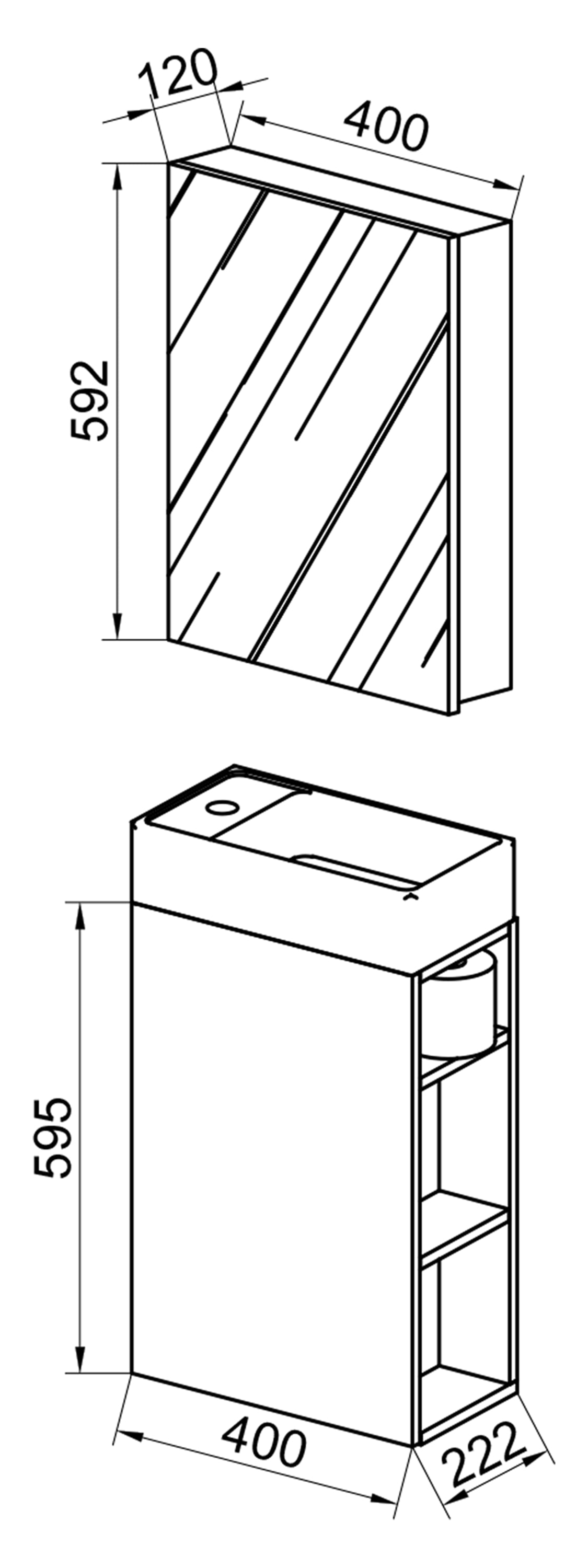 VCM Waschbeckenunterschrank »VCM 3-tlg Set | Waschplatz für Gäste WC | Gästebad | Waschtisch mit Spiegelschrank | Badezimmer Set ¿ Lumia«, (3 St.)