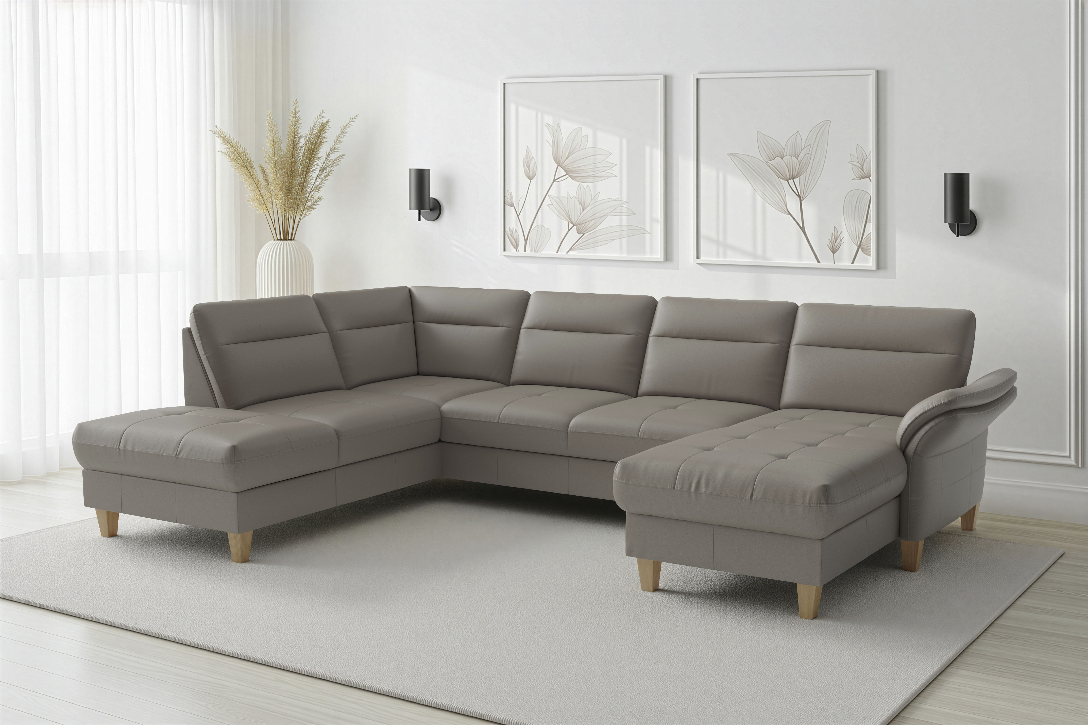 sit&more Wohnlandschaft "Pamela U-Form, B: 292 cm, optional Schlaffunktion & Bettkasten, Leder"