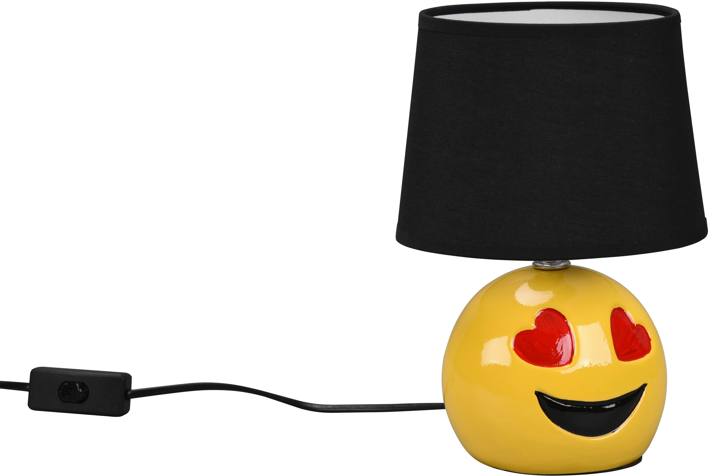 TRIO Leuchten Schreibtischlampe »Lovely«, 1 flammig-flammig, Deko Tischlampe Smiley-Look, Schnurschalter exkl 1xE14 max 10W Ø 18cm