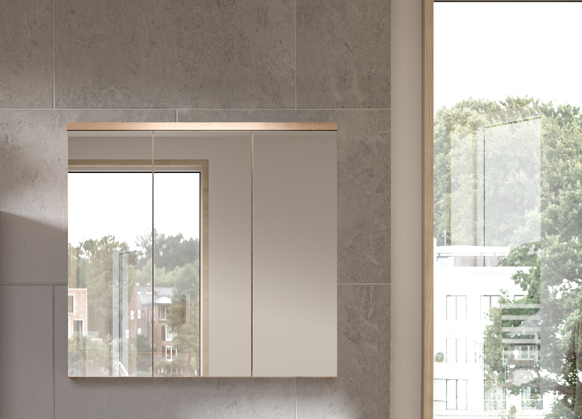 welltime Badezimmerspiegelschrank »Dolo, Breite 80 cm, 3 Spiegeltüren, 9 Fächer, 6 Einlegeböden«, (1 St.), Badmöbel, Badschrank, Schrank, Wandschrank, Bad, Badezimmer