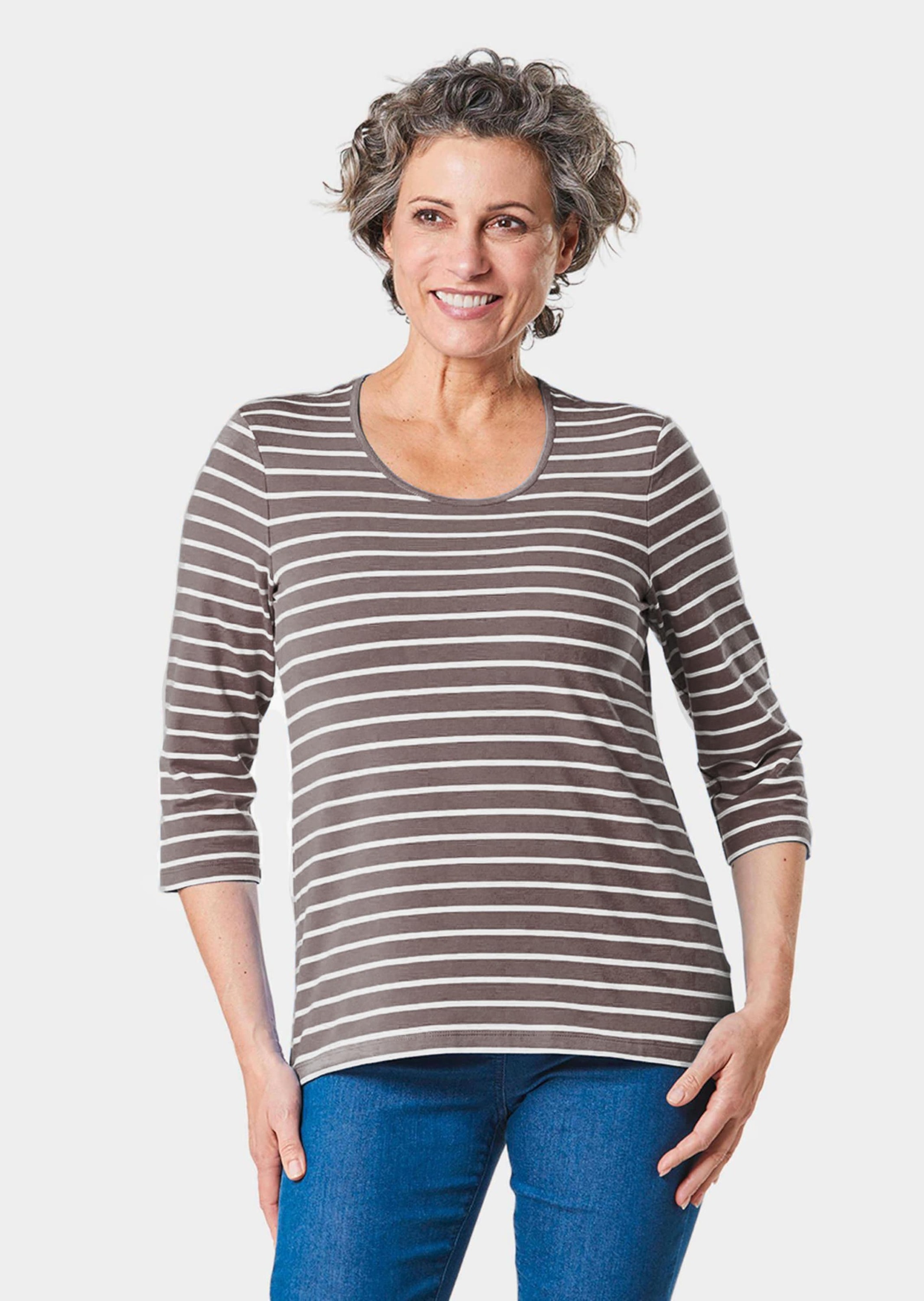 GOLDNER 3/4-Arm-Shirt "Kurzgröße Buntgewirktes Ringelshirt" günstig online kaufen