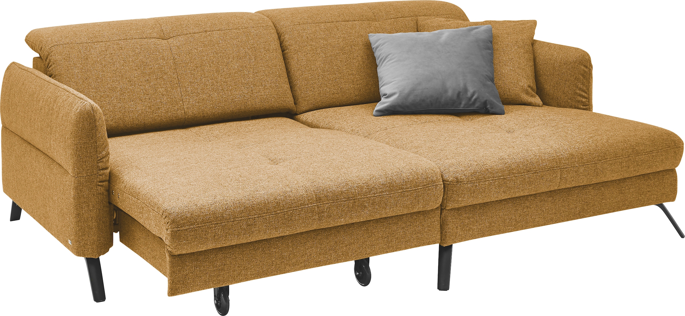 set one by Musterring Ecksofa »SO 4400 V« wahlweise mit motorischer Bettfunktion & Kopfverstellung, Fuß schwarz