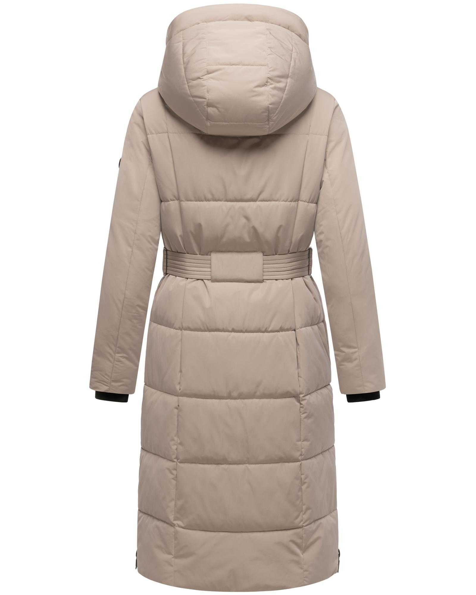 Thumbnail - Navahoo Steppmantel "Herbstnebel 14" langer Damen Wintermantel mit Taillengürtel
