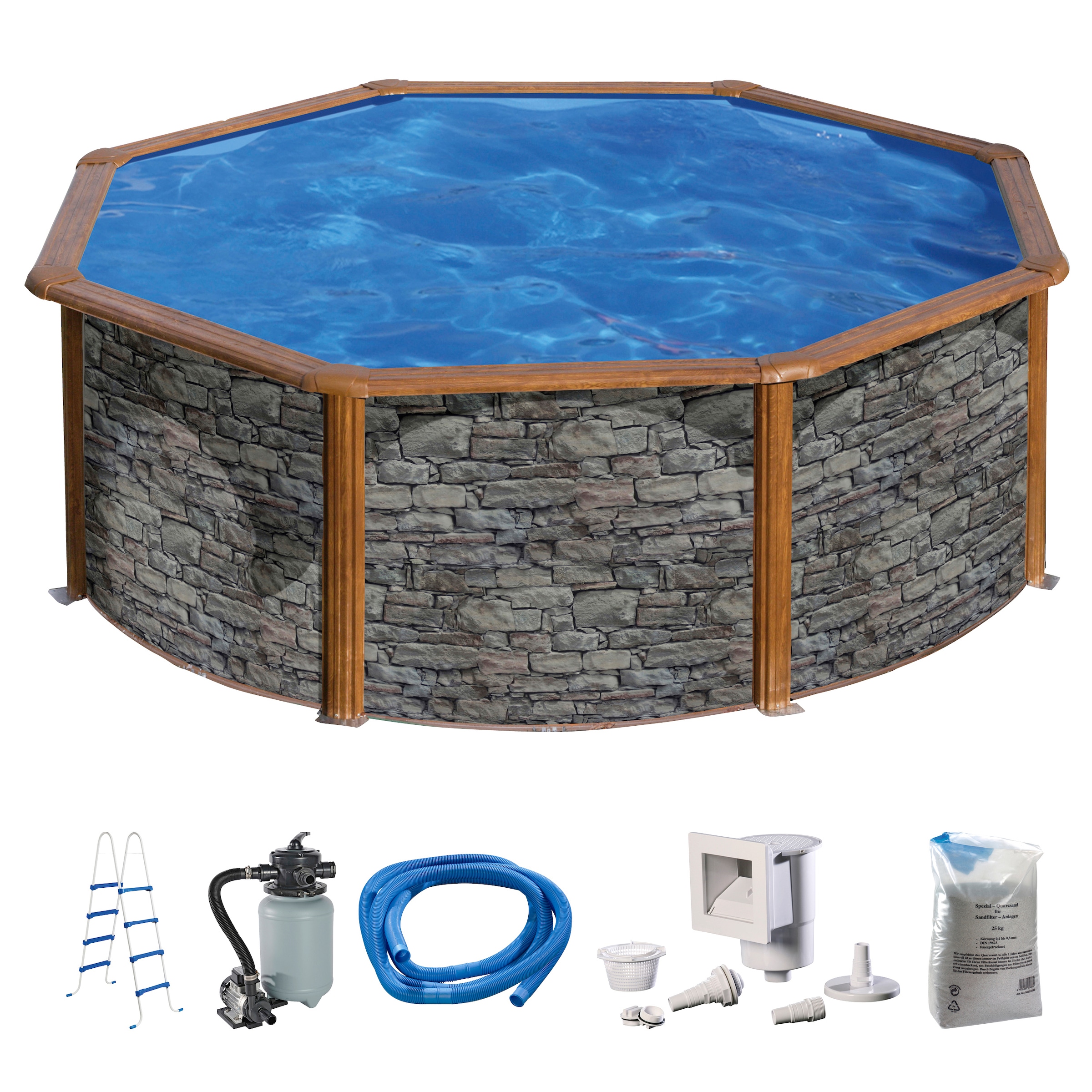 KONIFERA Rundpool "MALAGA 2" Steindekor, Höhe 120 cm, in versch. Größen günstig online kaufen