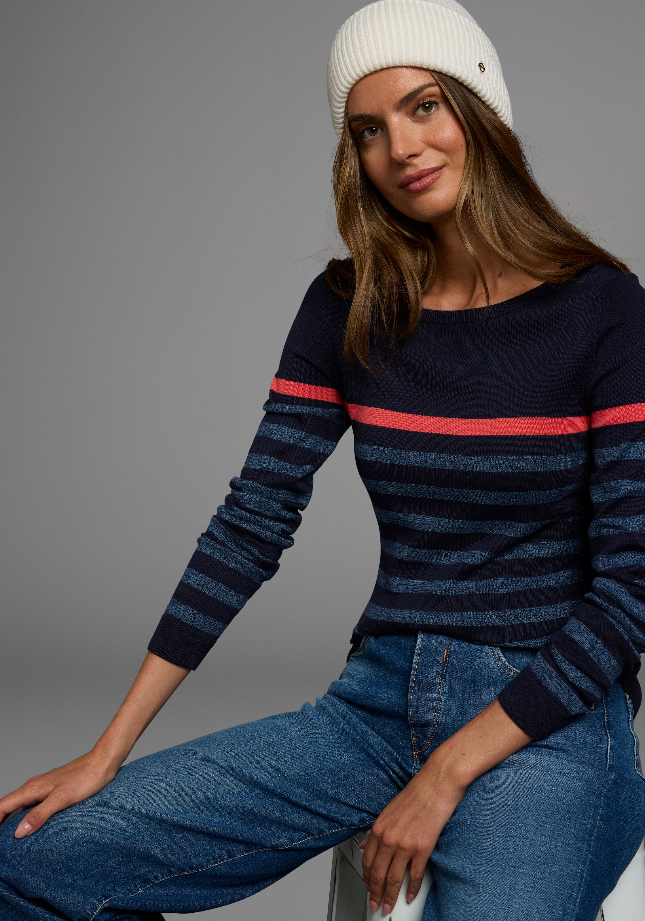 AJC Streifenpullover, mit modischen Kontraststreifen günstig online kaufen
