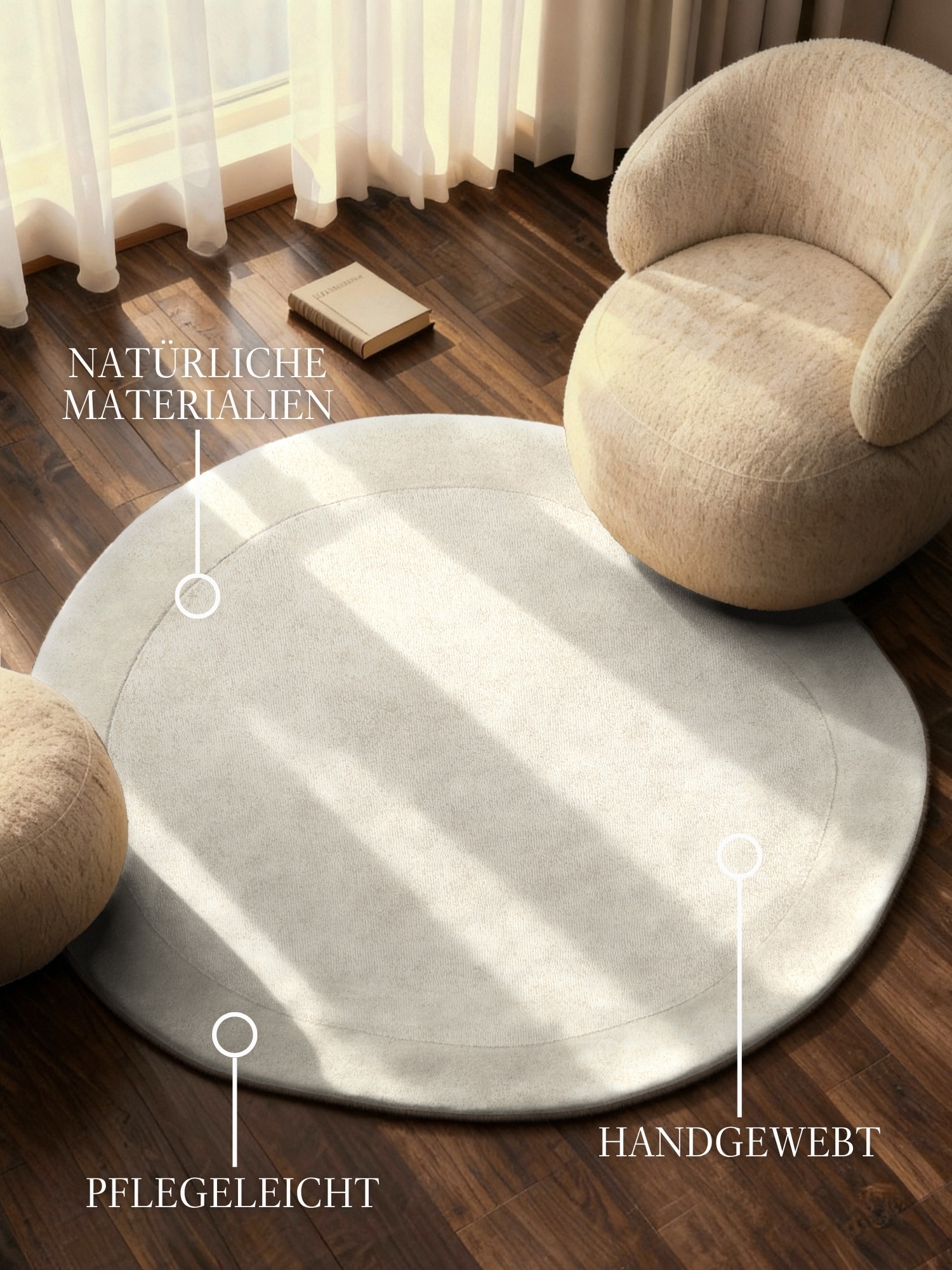 Villeroy & Boch Teppich "Wollteppich Kari" rund 17 mm Höhe Handgewebt, Woll günstig online kaufen