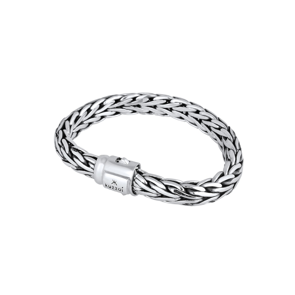 Kuzzoi Armband »Gliederarmband Zopfmuster Unisex 925er Silber«