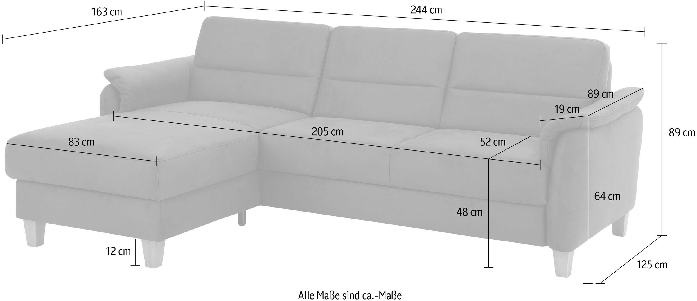 Home affaire Ecksofa »Palmera L-Form«, Federkern, wahlweise mit Bettfunktion und mit/ohne Bettkasten
