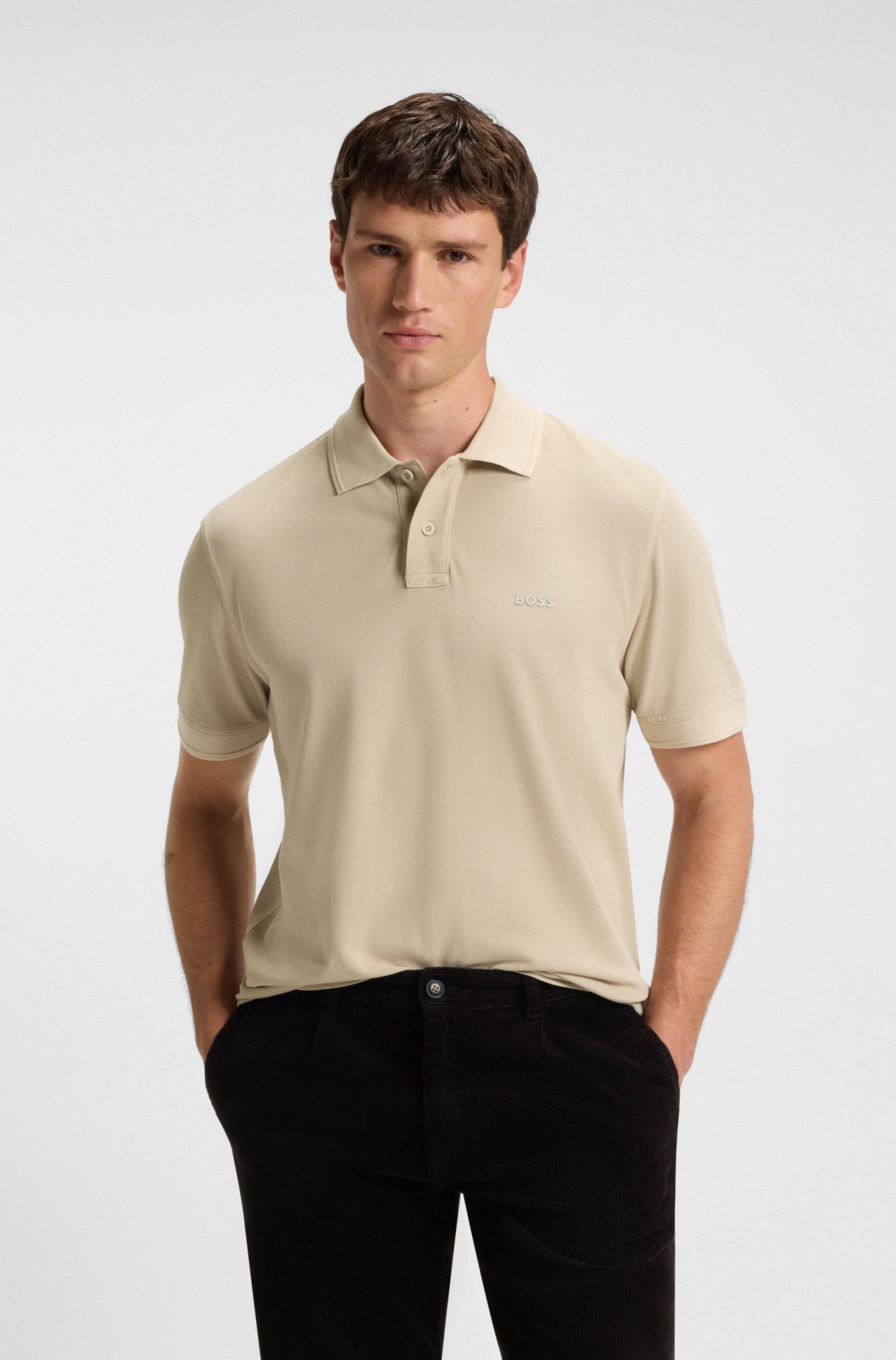 BOSS ORANGE "Prime Regular Fit" Cotton Pique Polo aus 100% Baumwolle