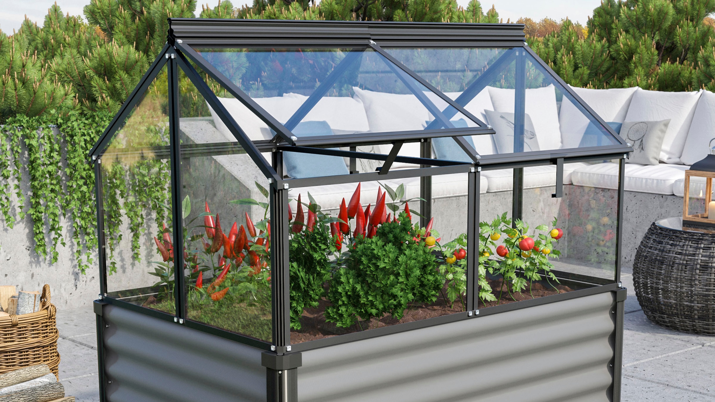 Vitavia Frühbeet »Gaia Jumbo«, BxTxH: 83x119x72 cm, ESG, schwarz