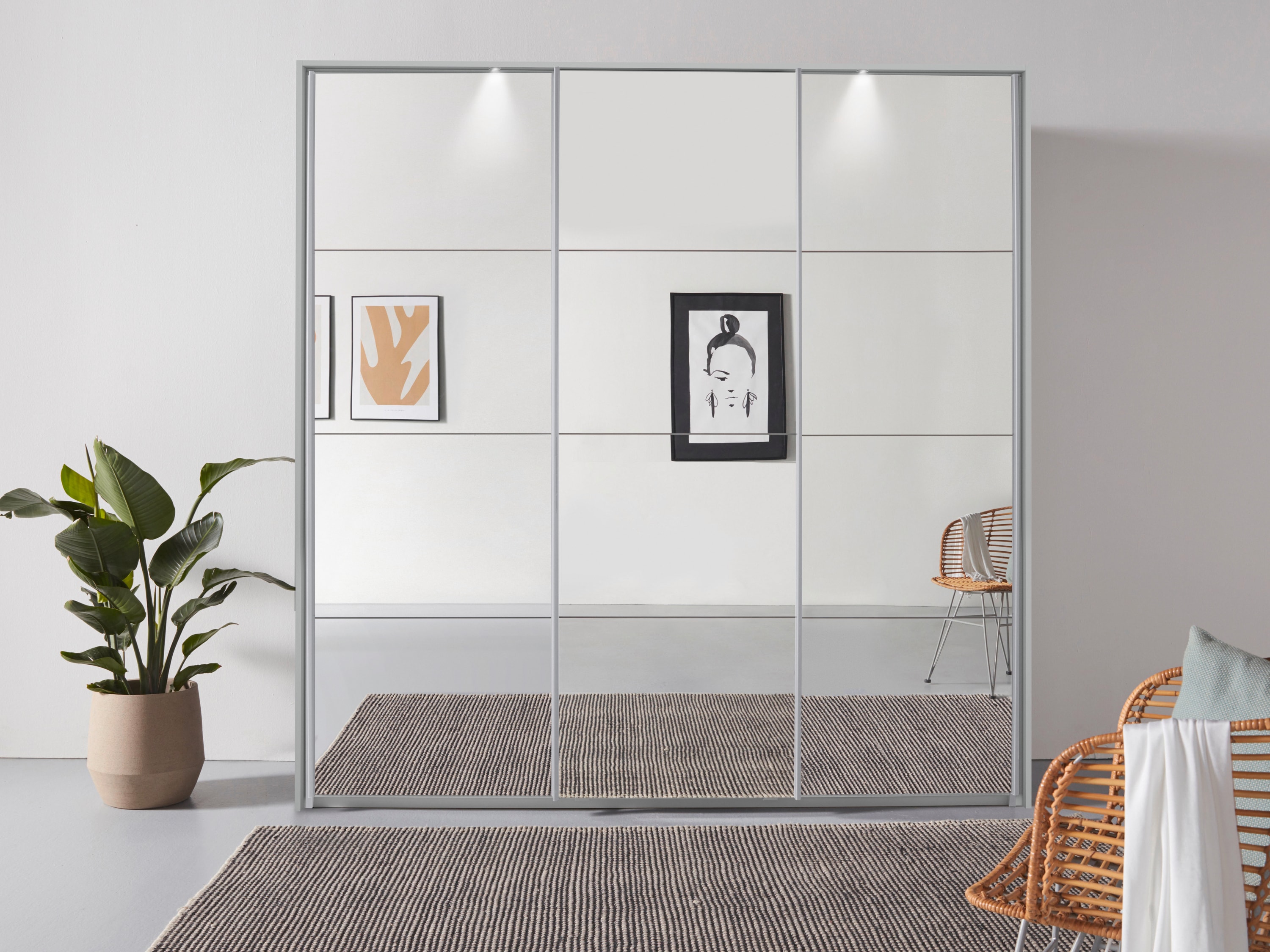 OTTO home 1100000002199 "Mehrzweckschrank Aktenschrank Möbel Mietswohnung Schlafzimmer OTELI" Breiten 211/278/323/368 cm Höhen 214/233 cm, inkl. Passepartout optional mit Beleuchtung MADE IN GERMANY