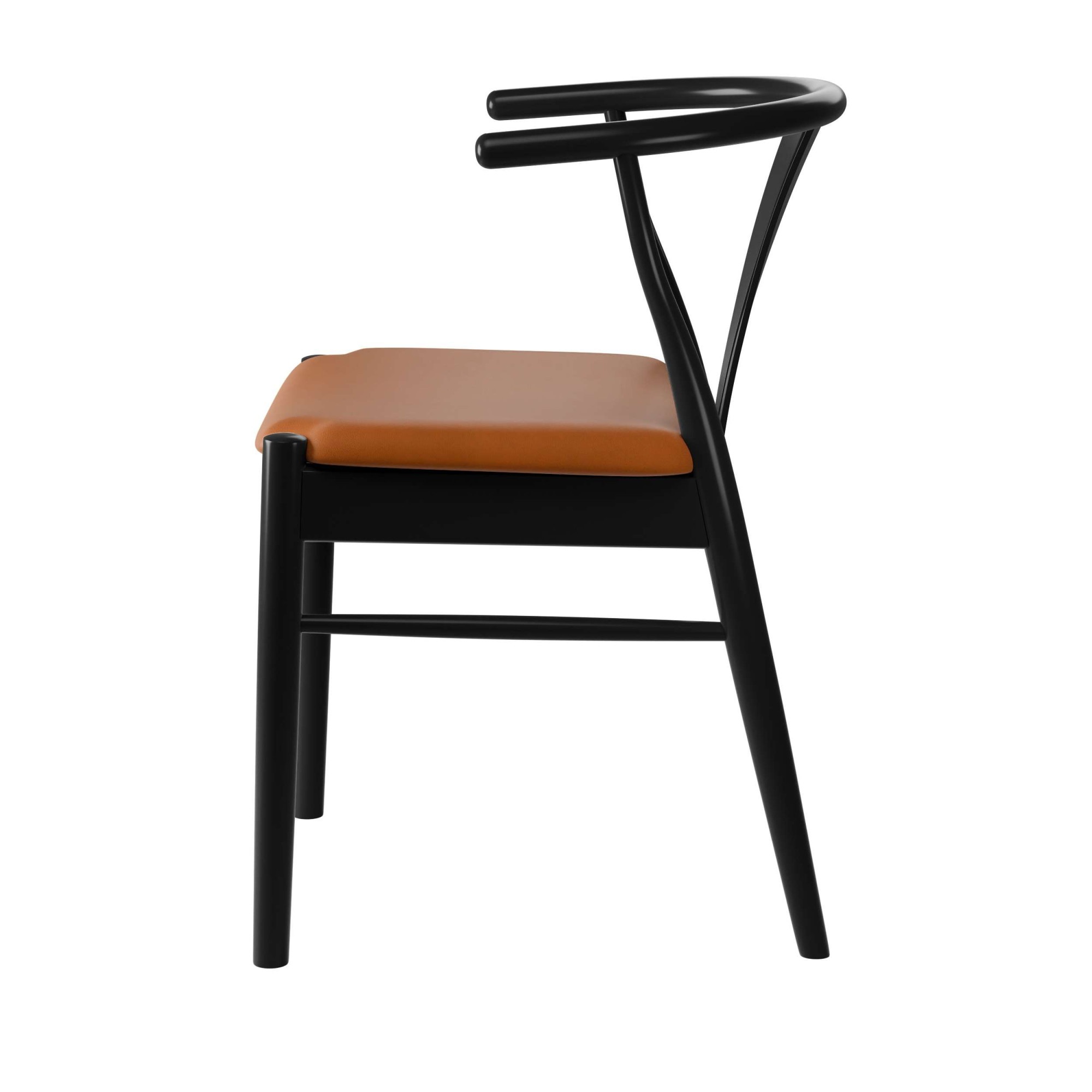 Stuhl HAMMEL FURNITURE "Freja, Massivholz Stuhl mit gepolstertem Sitz – komfortabel & robust", , schwarz, schwarz, cognac, B:53cm H:75cm T:54cm, Leder, Massivholz, Stühle, Stuhl, Massivholz, gepolsterte Sitzfläche, versch. Farbvarianten 2
