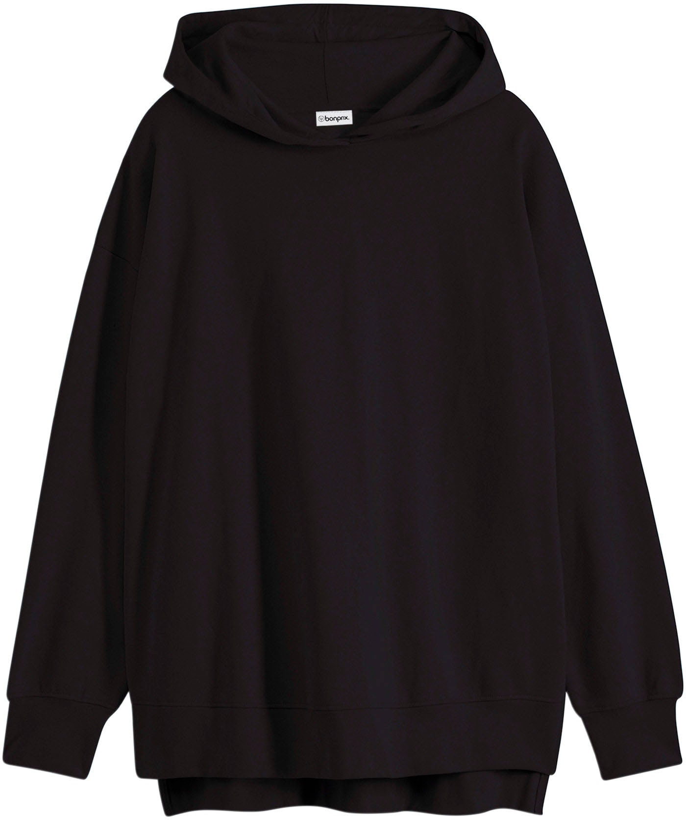 bonprix Hoodie , Oversized Form, reine Baumwolle, mit Seitenschlitzen, vokuhila Look
