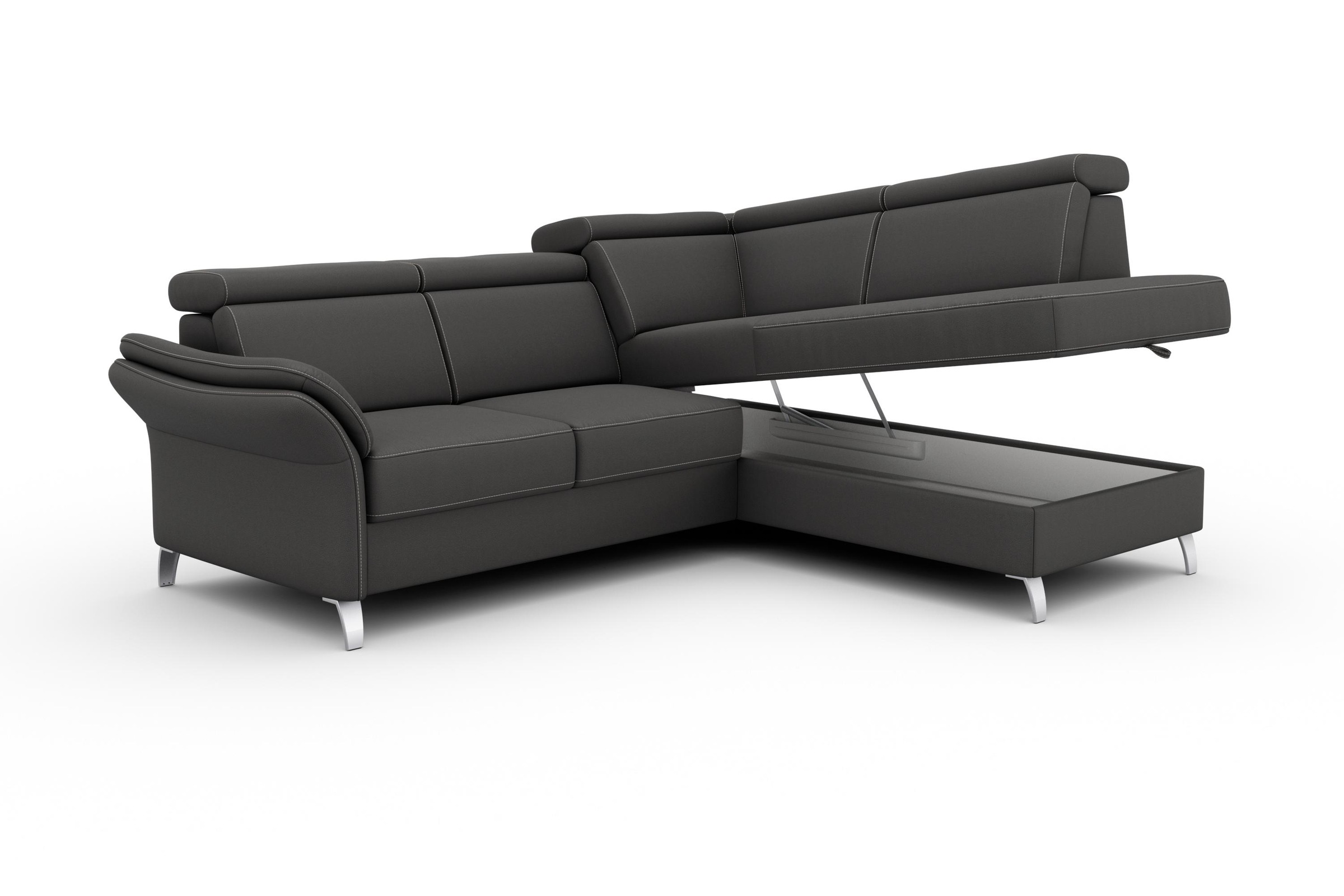 sit&more Ecksofa »Vincenzo L-Form«, inklusive Kopfteilverstellung, wahlweise mit Bettfunktion, Bettkasten
