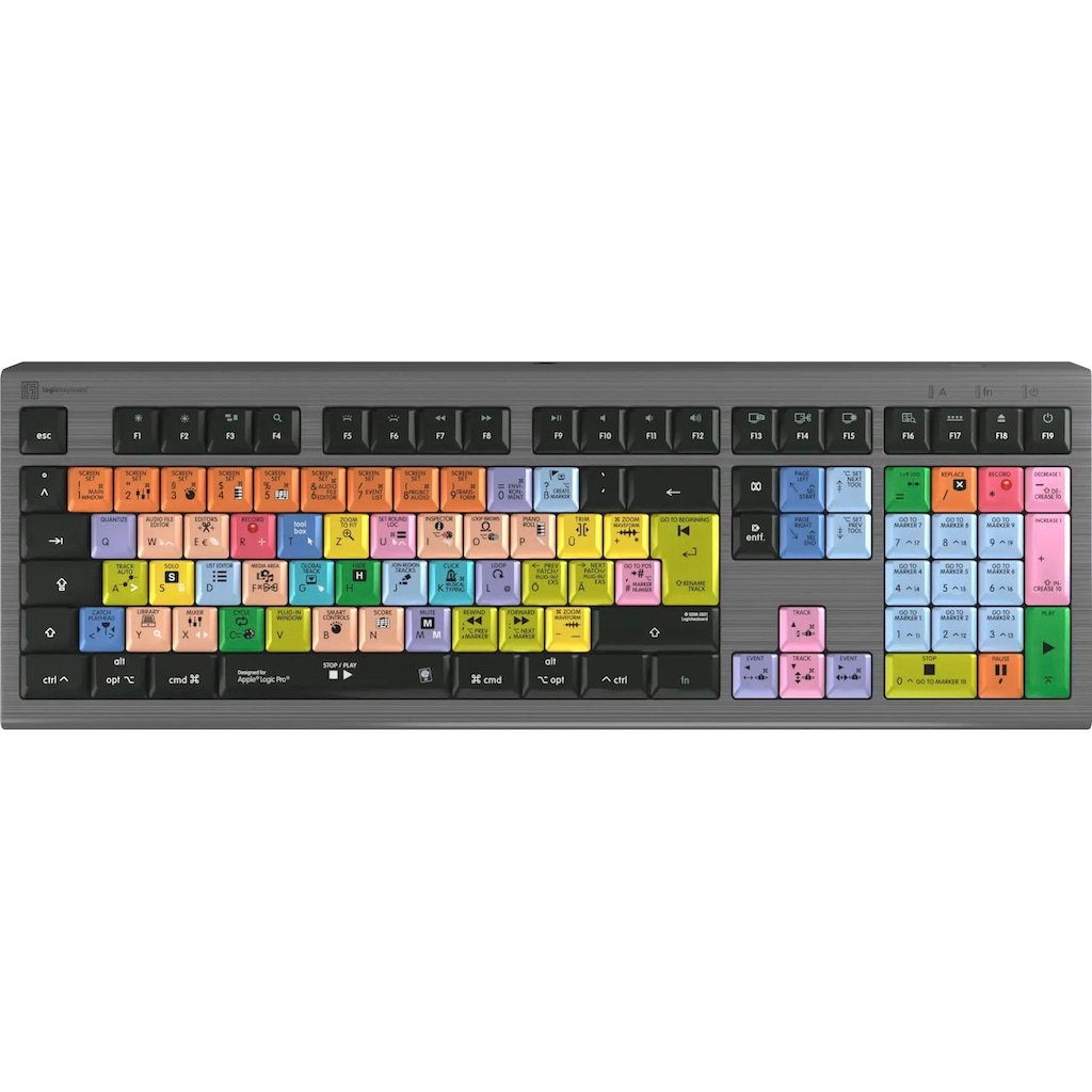 Logickeyboard Tastatur »Apple Logic Pro X2 Astra 2 DE (Mac)«, (Multimedia-Tasten-USB-Anschluss-USB-Hub-Ziffernblock)