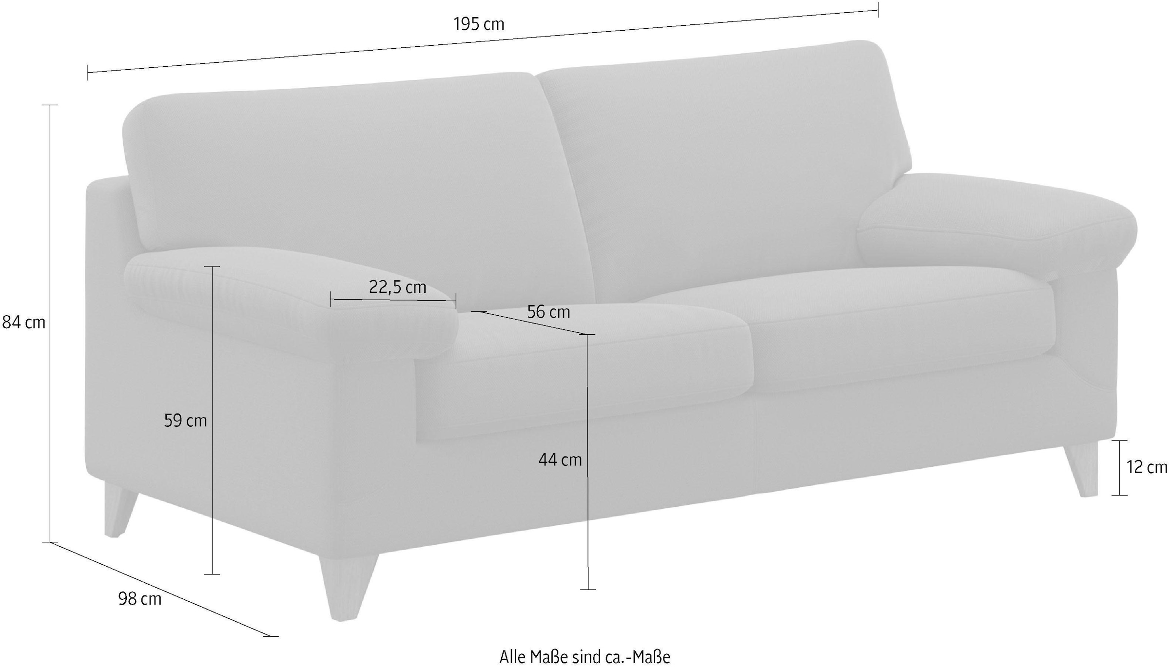 machalke® 2,5-Sitzer »diego«, mit weichen Armlehnen, Füße wengefarben, Breite 195 cm