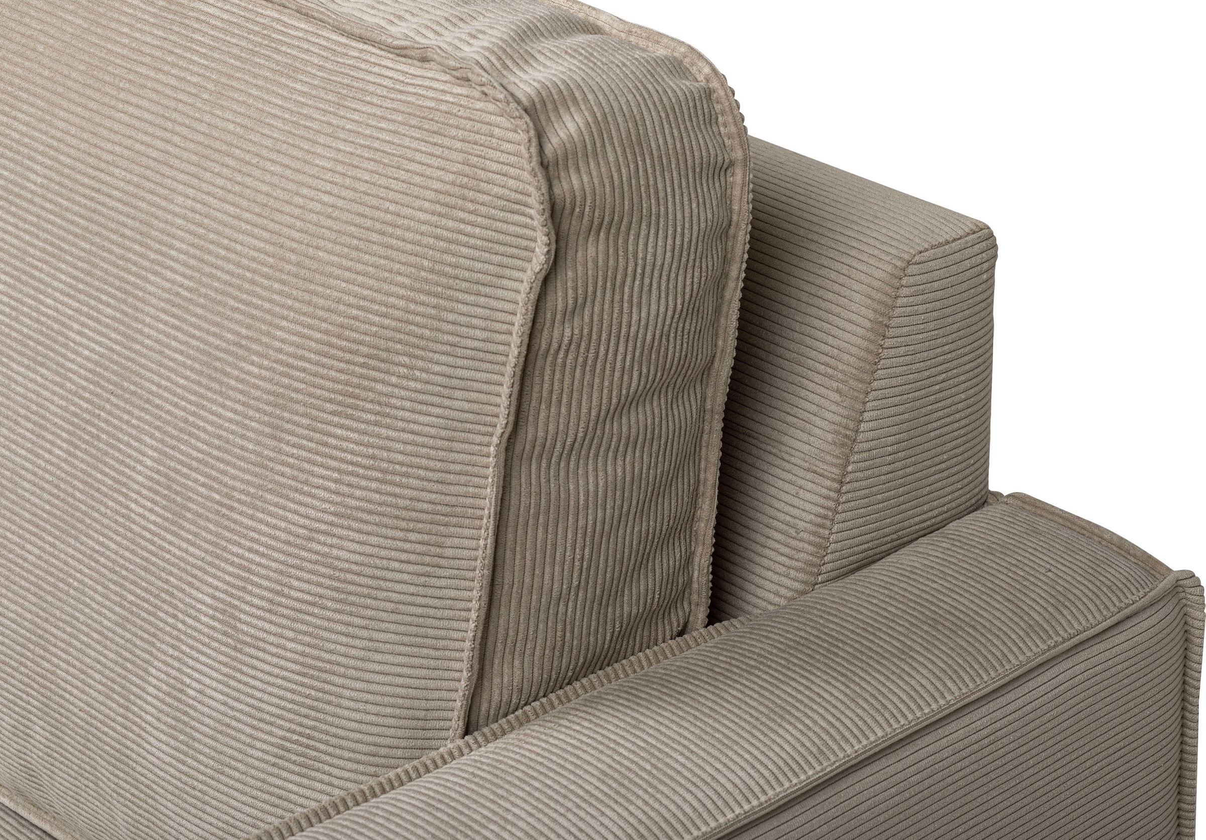 Home affaire Ecksofa »Pinto, 290 cm, Cord, Chenille, Lederoptik, Ottomane links / rechts« mit Keder, schwarze Metallfüße, Wellenunterfederung