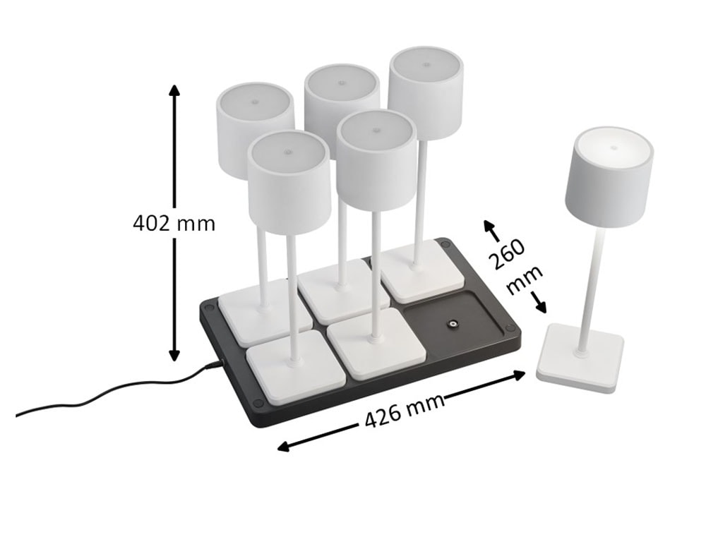 TRIO Leuchten LED Außen-Tischleuchte »FERNANDEZ«, 1 flammig, Leuchtmittel LED-Board | LED fest integriert, Set 6-teilig inkl Induktion-Ladestation Garten Akku Tischlampe dimmbar